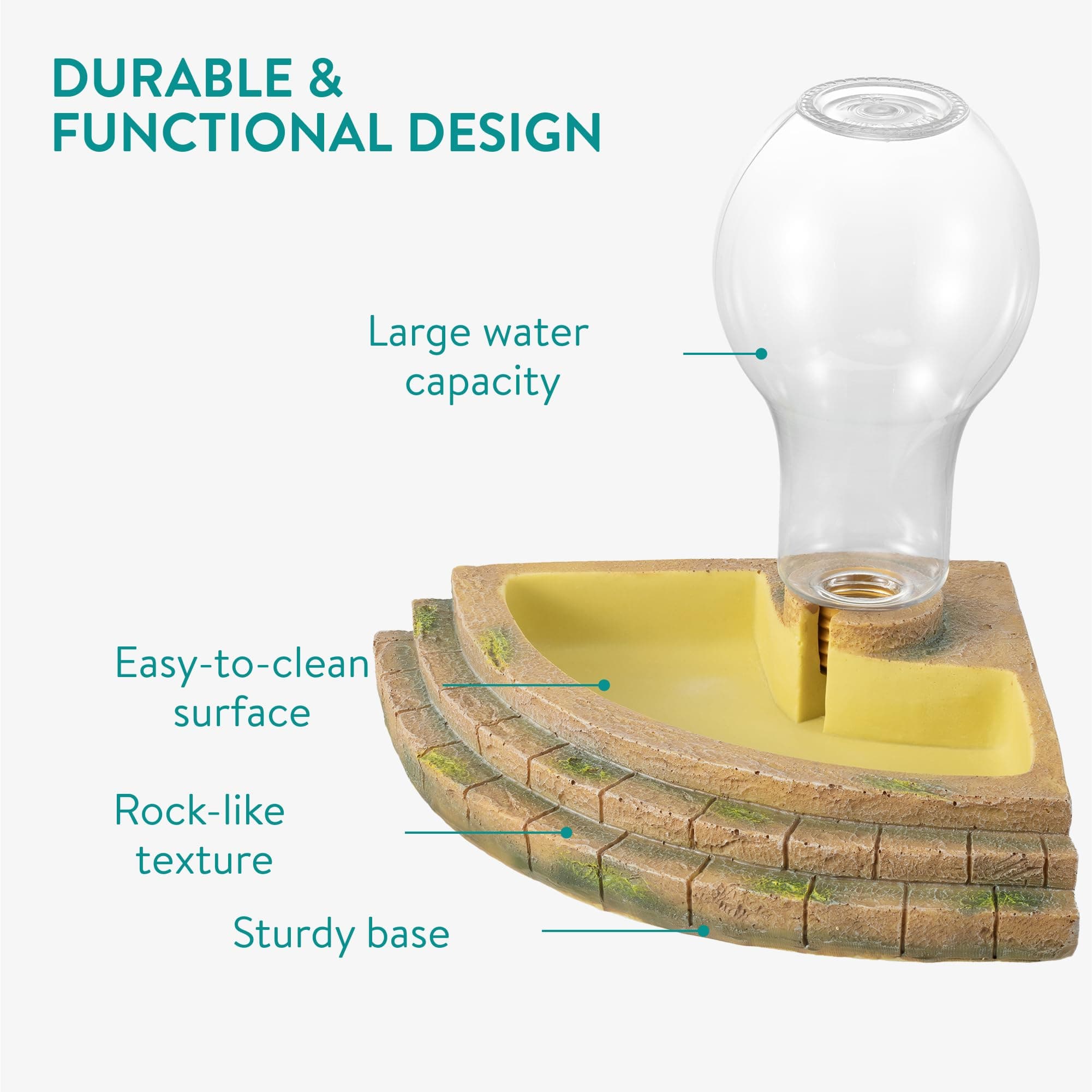Navaris Corner Reptile Water Bowl, 400ml - Lizard & Tortoise Dish Accessories fo - Thumbnail 4