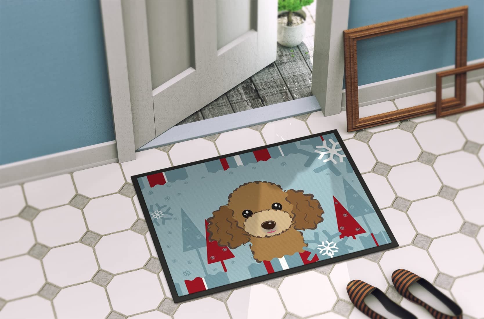 Caroline's Treasures BB1752JMAT Winter Holiday Chocolate Brown Poodle Doormat 24 - Thumbnail 4