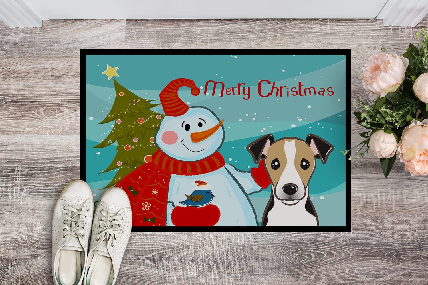 Caroline's Treasures BB1881MAT Snowman with Jack Russell Terrier Doormat 18x27 F - Thumbnail 2