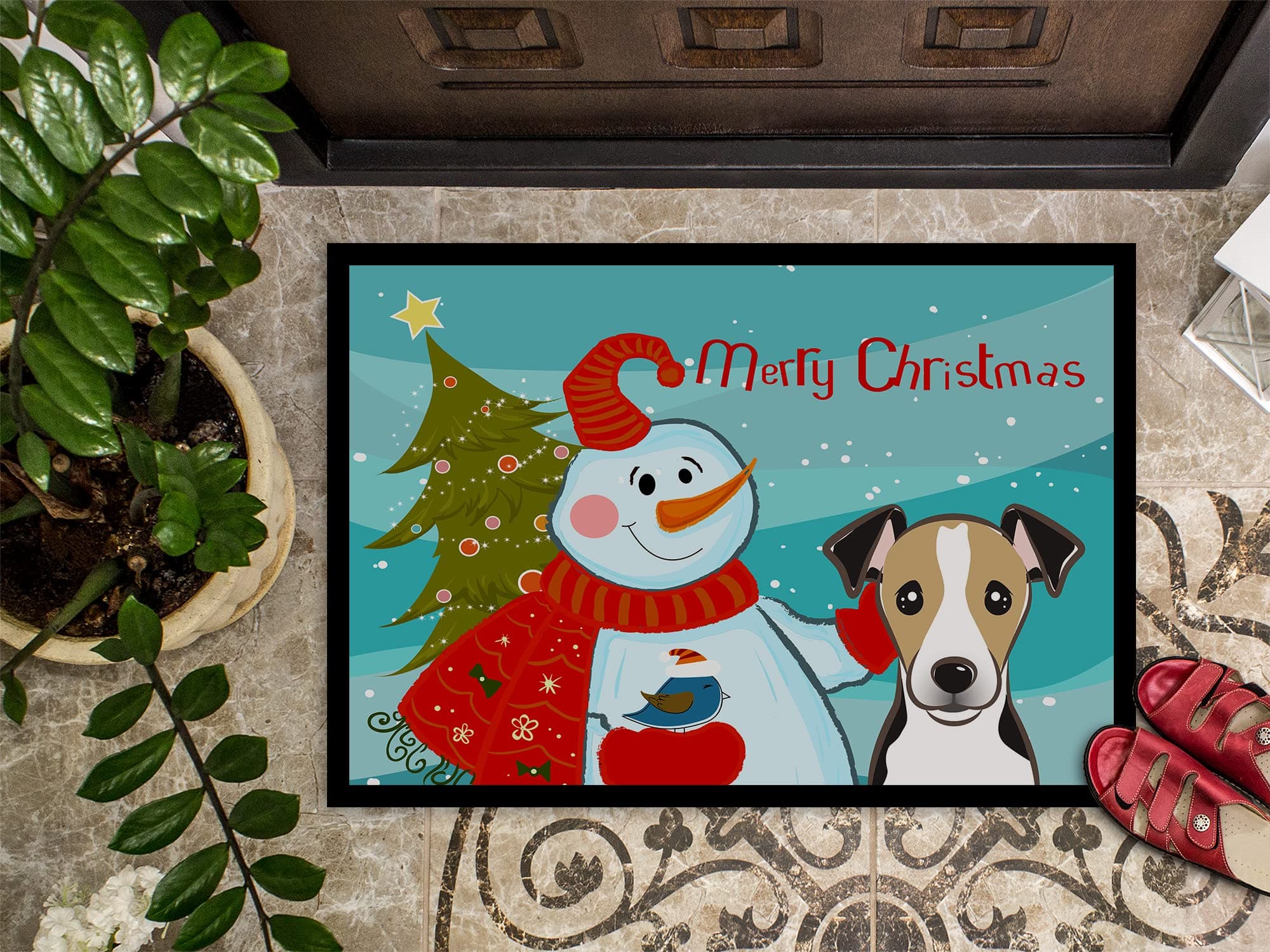 Caroline's Treasures BB1881MAT Snowman with Jack Russell Terrier Doormat 18x27 F - Thumbnail 3