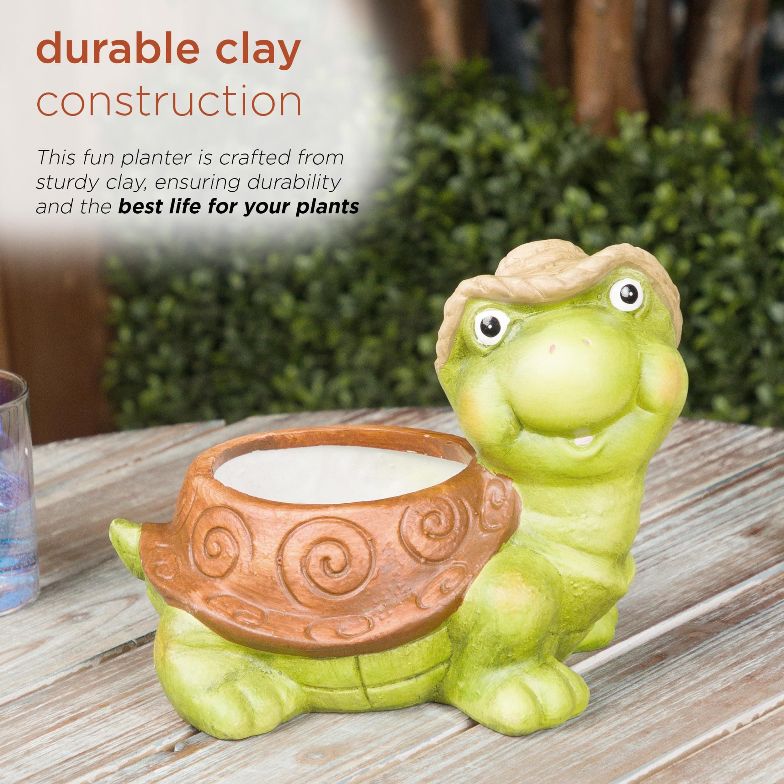 Alpine Corporation WTJ344HH Turtle Pot Planter, Playful Decor for Garden, Patio, - Thumbnail 6