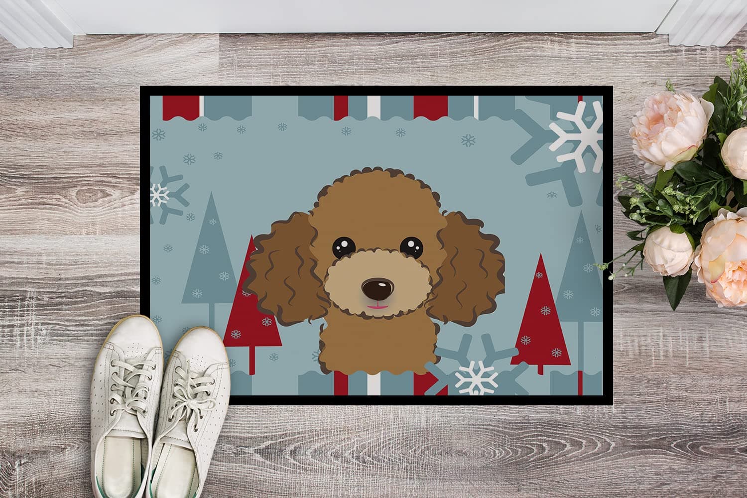 Caroline's Treasures BB1752JMAT Winter Holiday Chocolate Brown Poodle Doormat 24 - Thumbnail 2