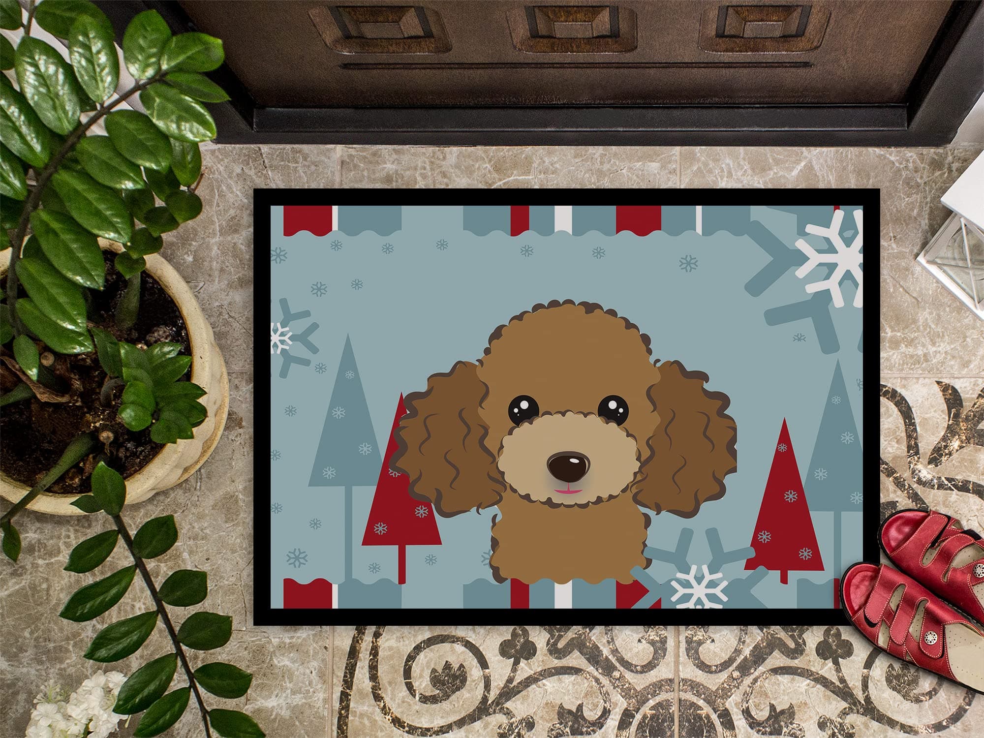 Caroline's Treasures BB1752JMAT Winter Holiday Chocolate Brown Poodle Doormat 24 - Thumbnail 3