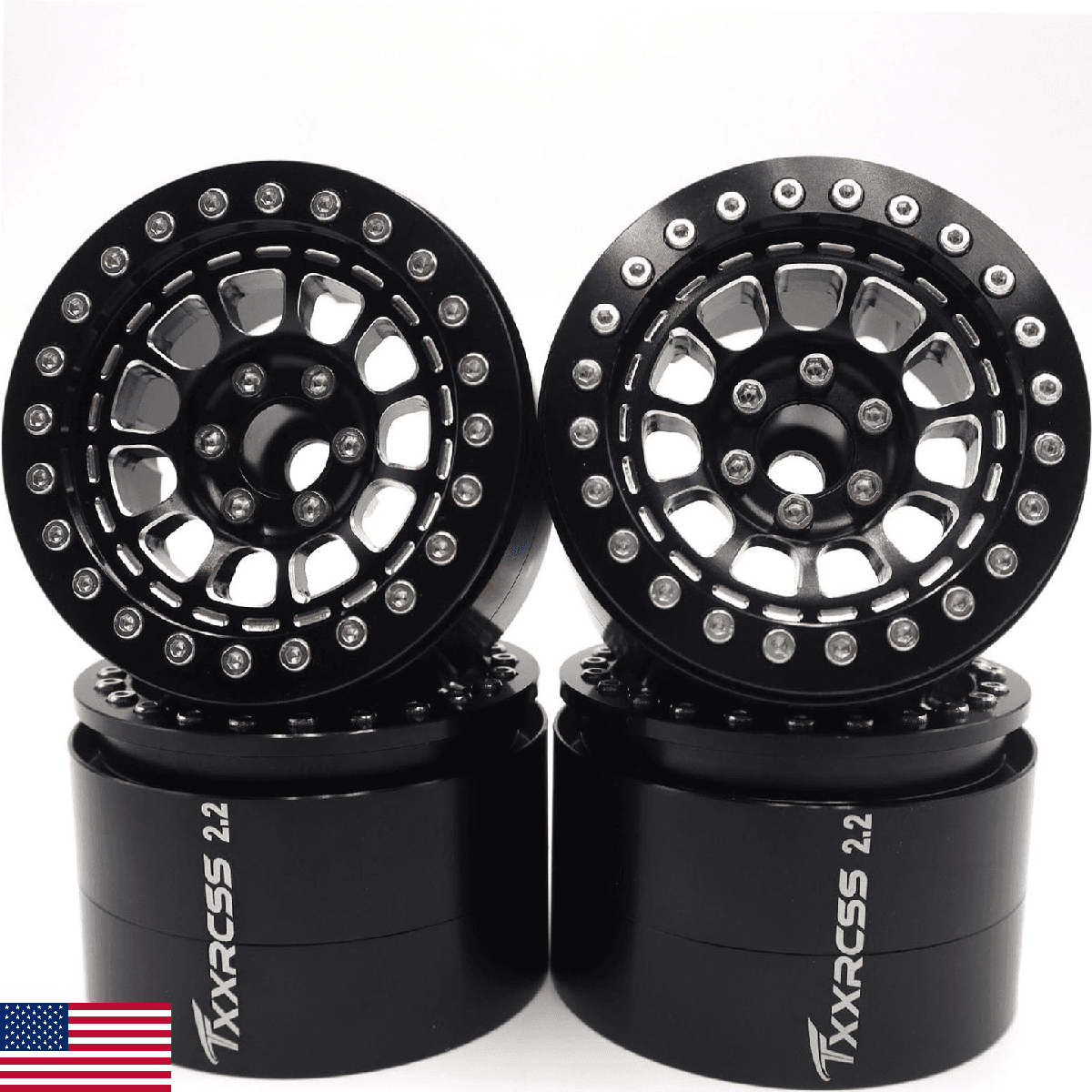 RC 2.2 Aluminum Alloy Beadlock Wheels and Tires Upgrades Accessories Rims for 1/ - Image 1