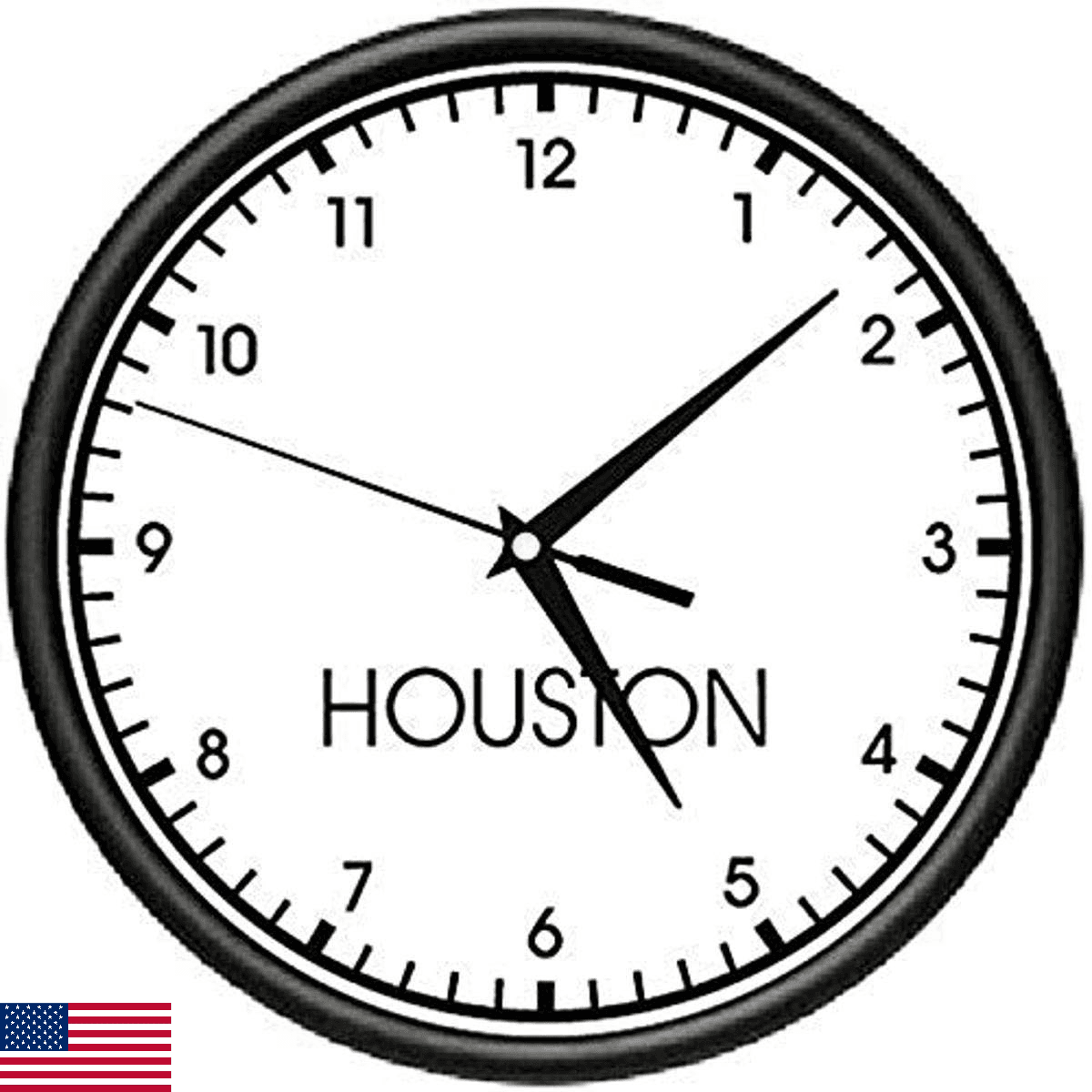 SignMission Houston TIME Wall Clock World time Zone Clock Office Business - Image 1