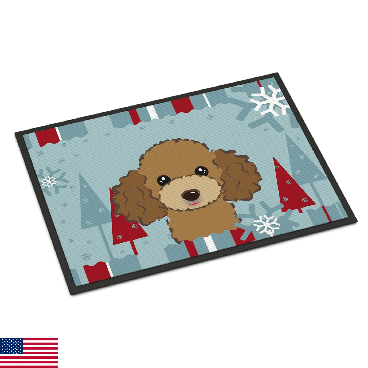 Caroline's Treasures BB1752JMAT Winter Holiday Chocolate Brown Poodle Doormat 24 - Image 1