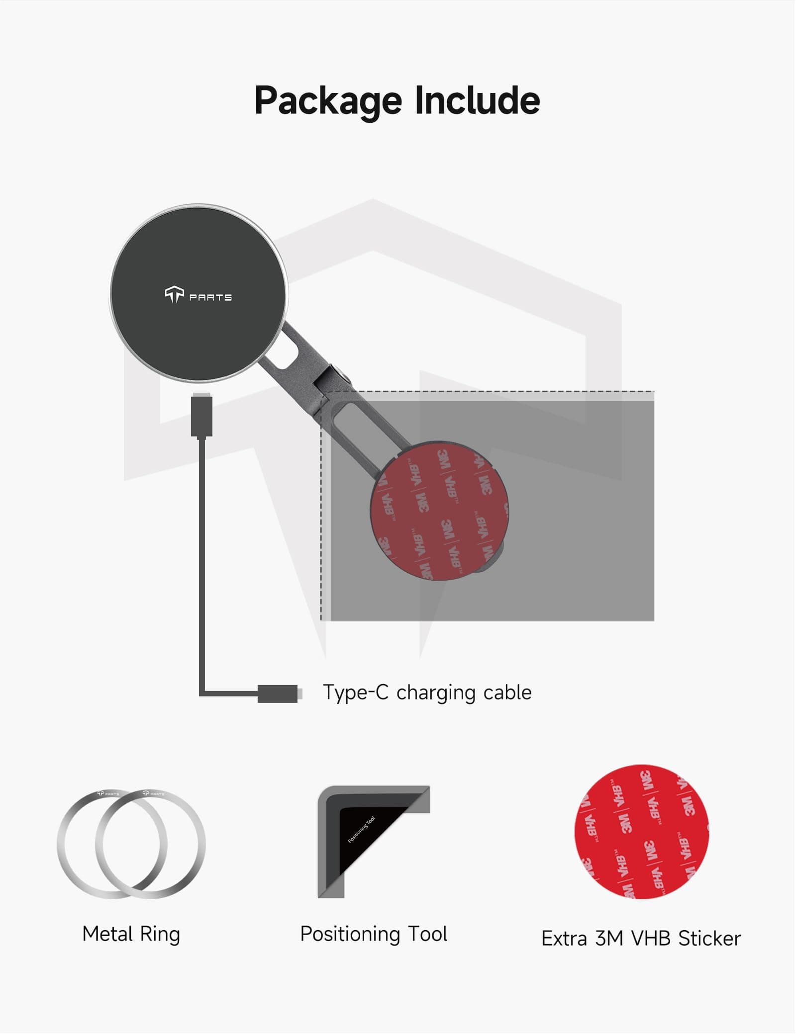 TPARTS Foldable Magnetic Phone Holder Car Mount for Tesla 3/Y/X/S, Wireless Char - Thumbnail 6