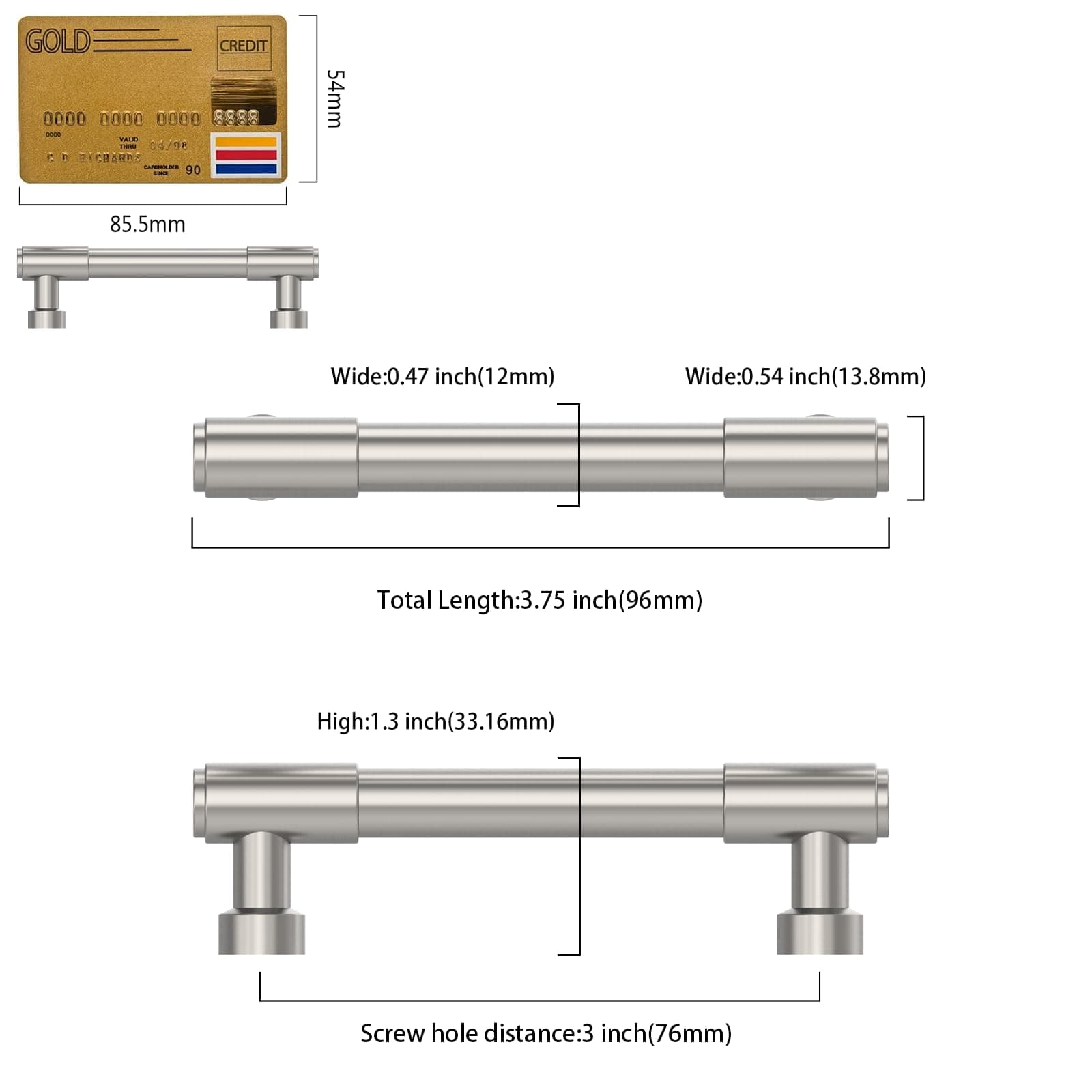 Amerdeco 10 Pack Brushed Satin Nickel Cabinet Pulls 3 Inch(76mm) Hole Center Dra - Thumbnail 6