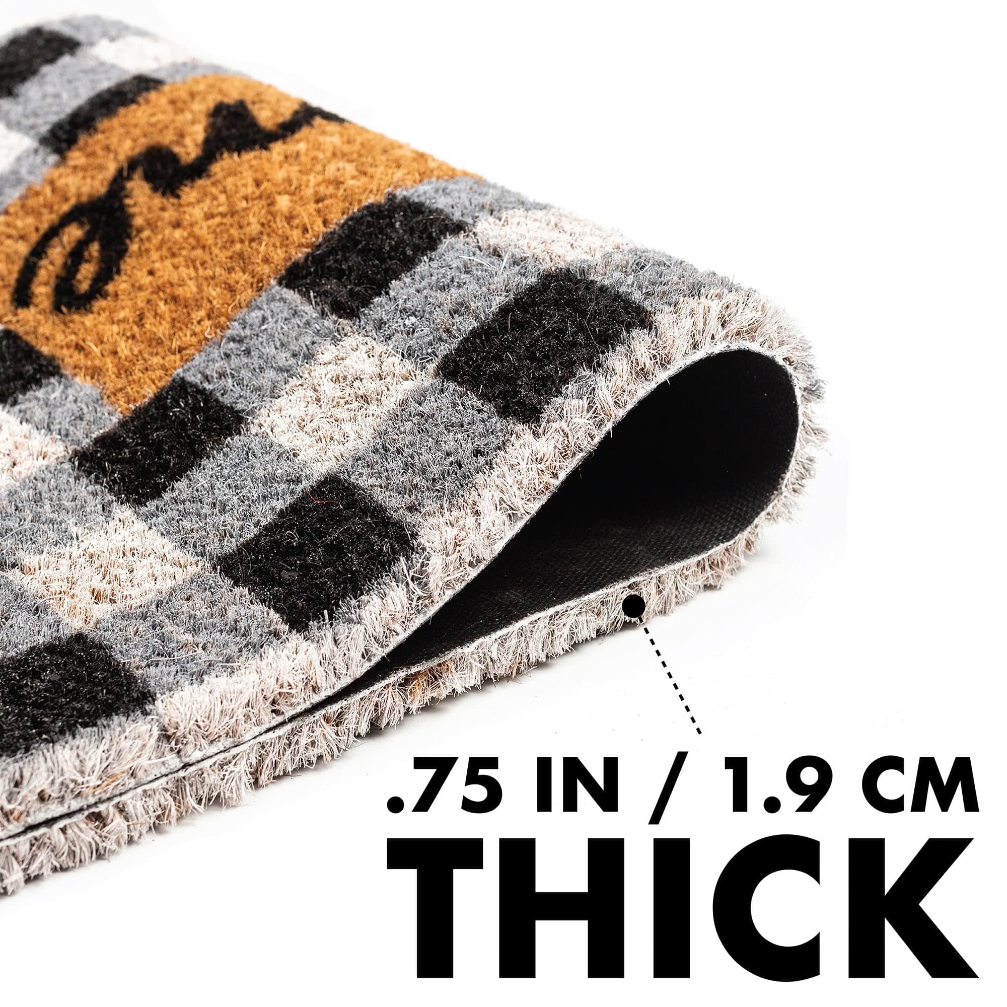 NINAMAR Buffalo Plaid Welcome Door Mat - Natural Coir - 29.5 x 17.5 inch - Thumbnail 4