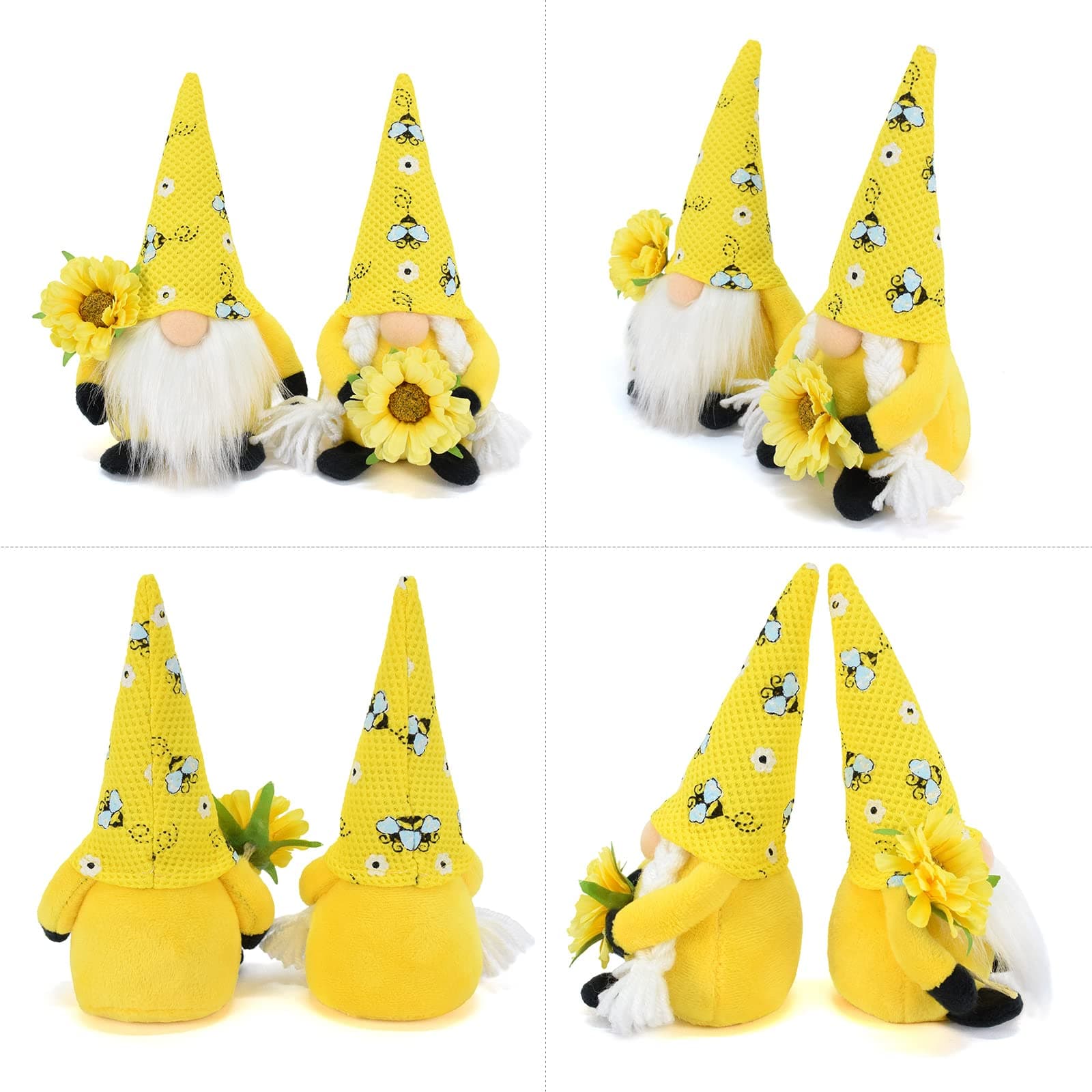 Vytina 2 Pcs Bumble Bee Gnomes Plush Swedish Tomte Nisse Doll Gonk Spring Decor - Thumbnail 5