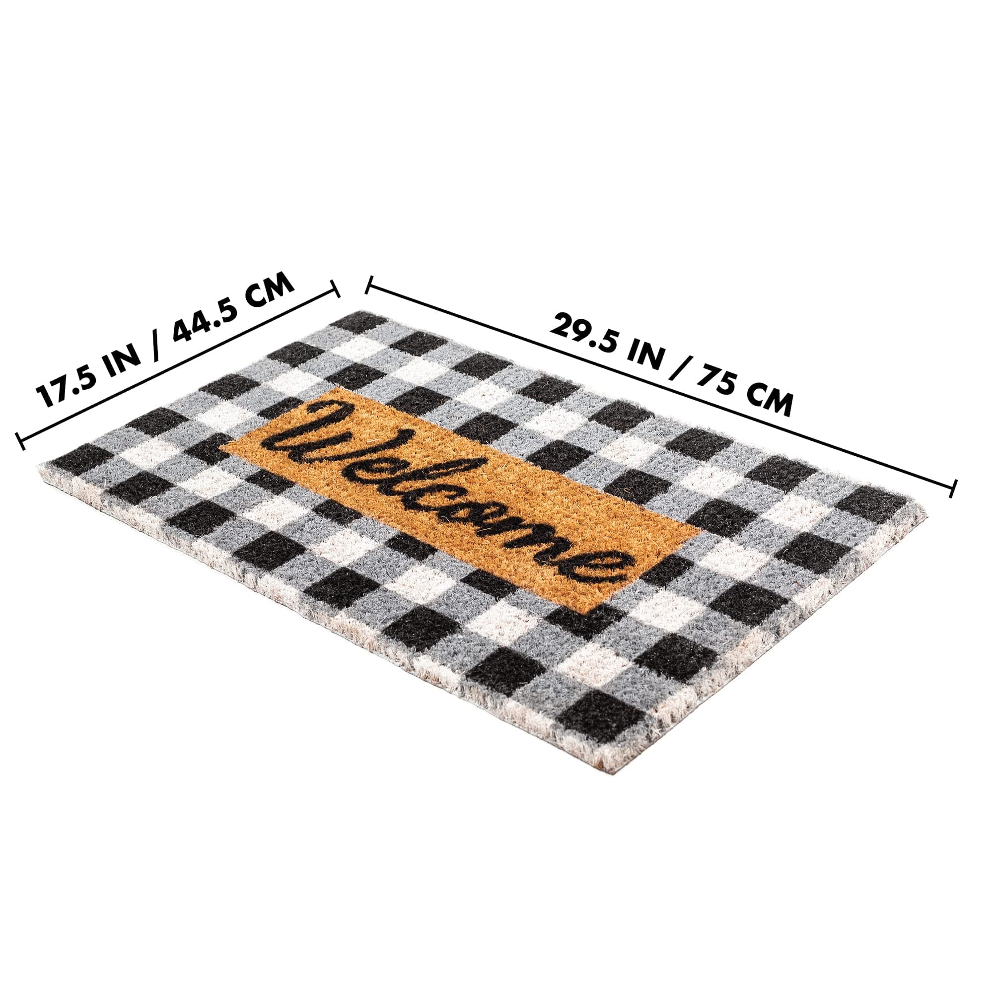 NINAMAR Buffalo Plaid Welcome Door Mat - Natural Coir - 29.5 x 17.5 inch - Thumbnail 2