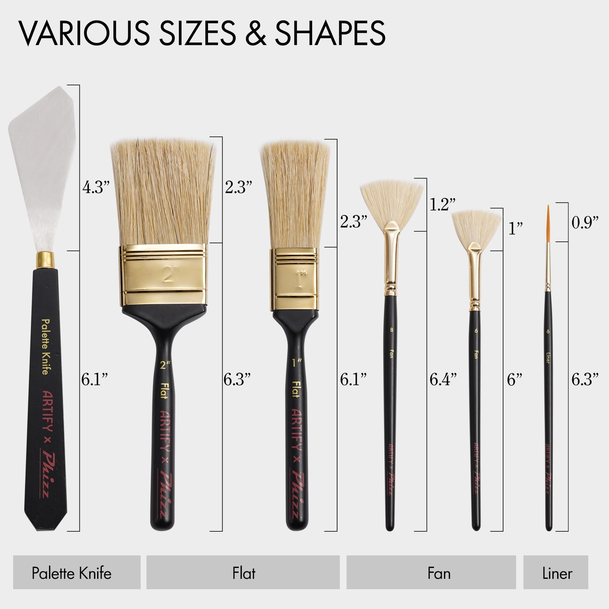 Artify Artist Paint Brush Set endorsed by Painter Phizz, 6-Piece Wet-on-Wet Oil - Thumbnail 2