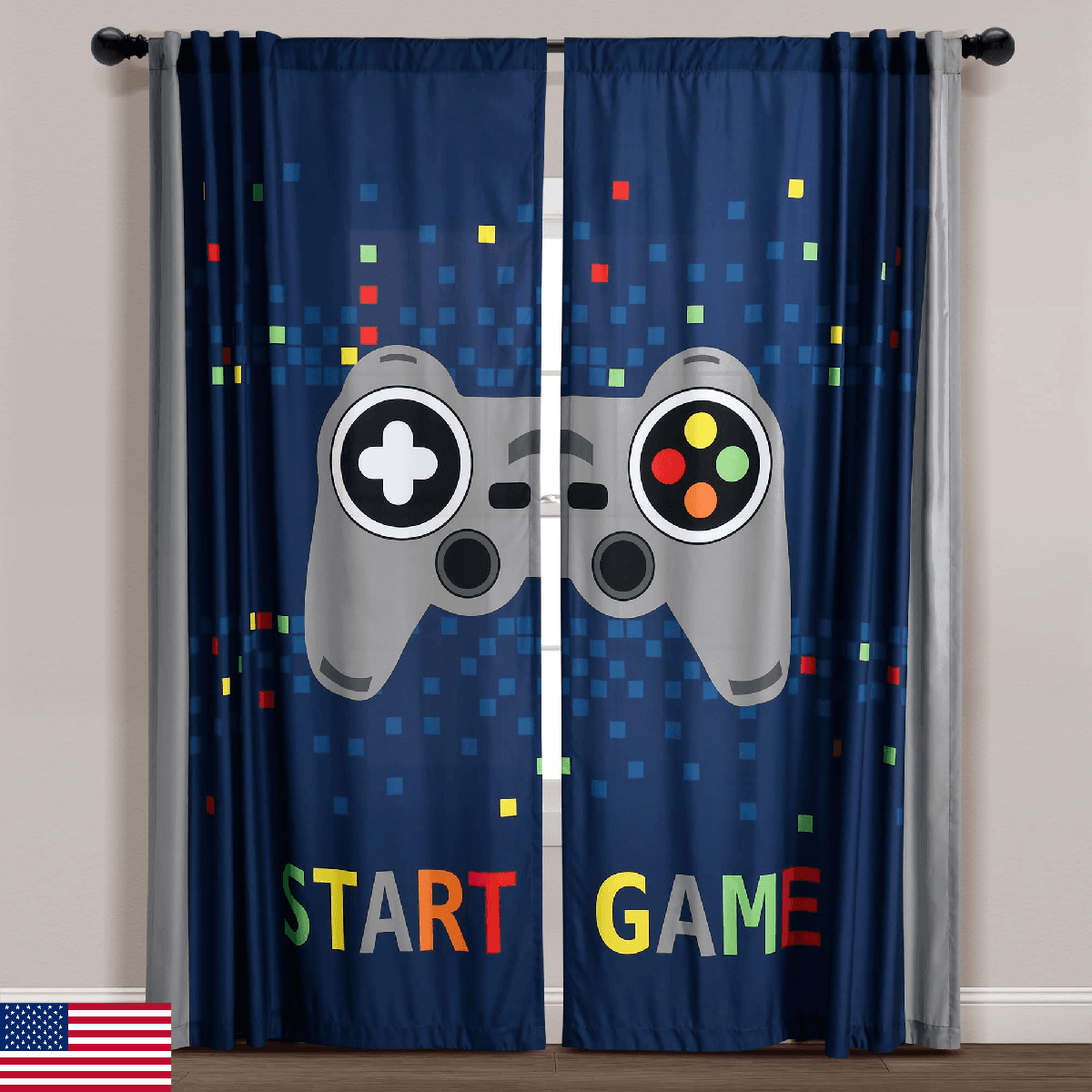 Lush Decor Video Games Light Filtering Window Curtain Panels Pair 52" W x 84" W - Image 1