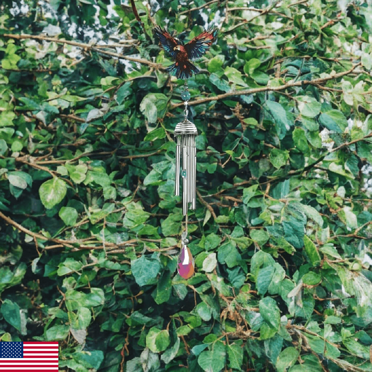 ICE ARMOR 21" Long Eagle Acrylic Mini Wind Chime Statue Sculpture Ornament Decor - Image 1