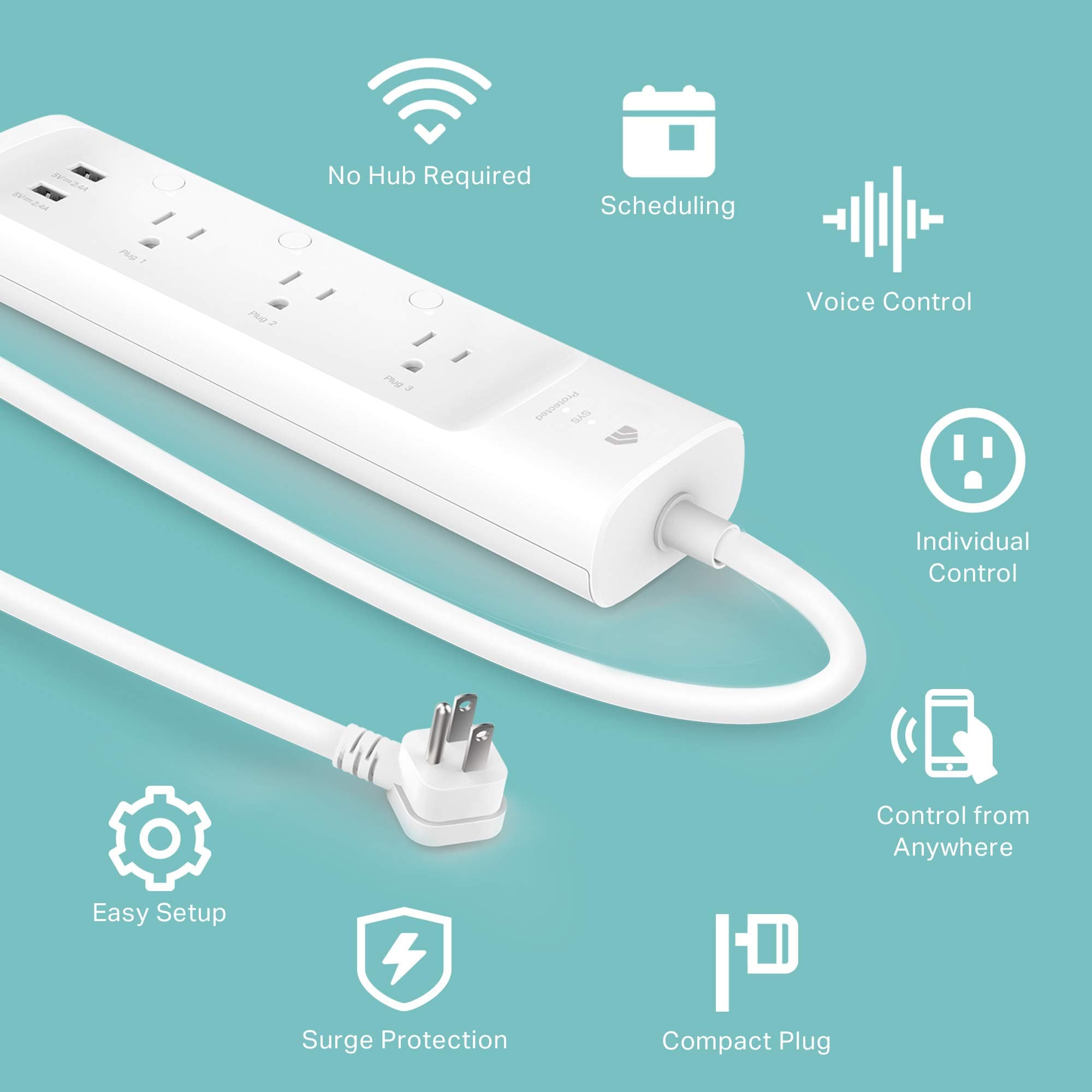 Kasa Smart Plug Power Strip KP303, Surge Protector with 3 Individually Controlle - Thumbnail 4