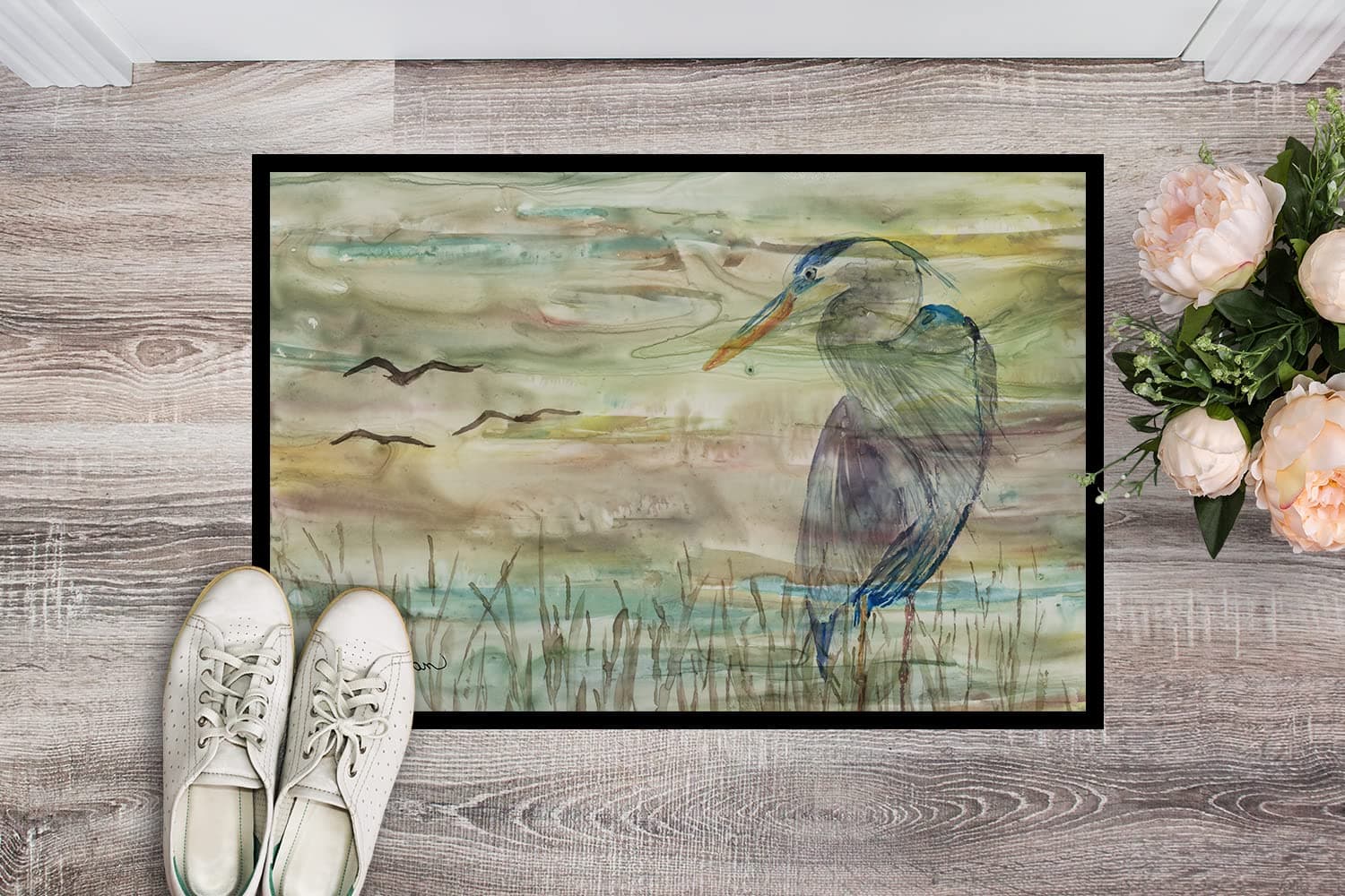Caroline's Treasures SC2019JMAT Blue Heron Sunset Doormat 24x36 Front Door Mat I - Thumbnail 2