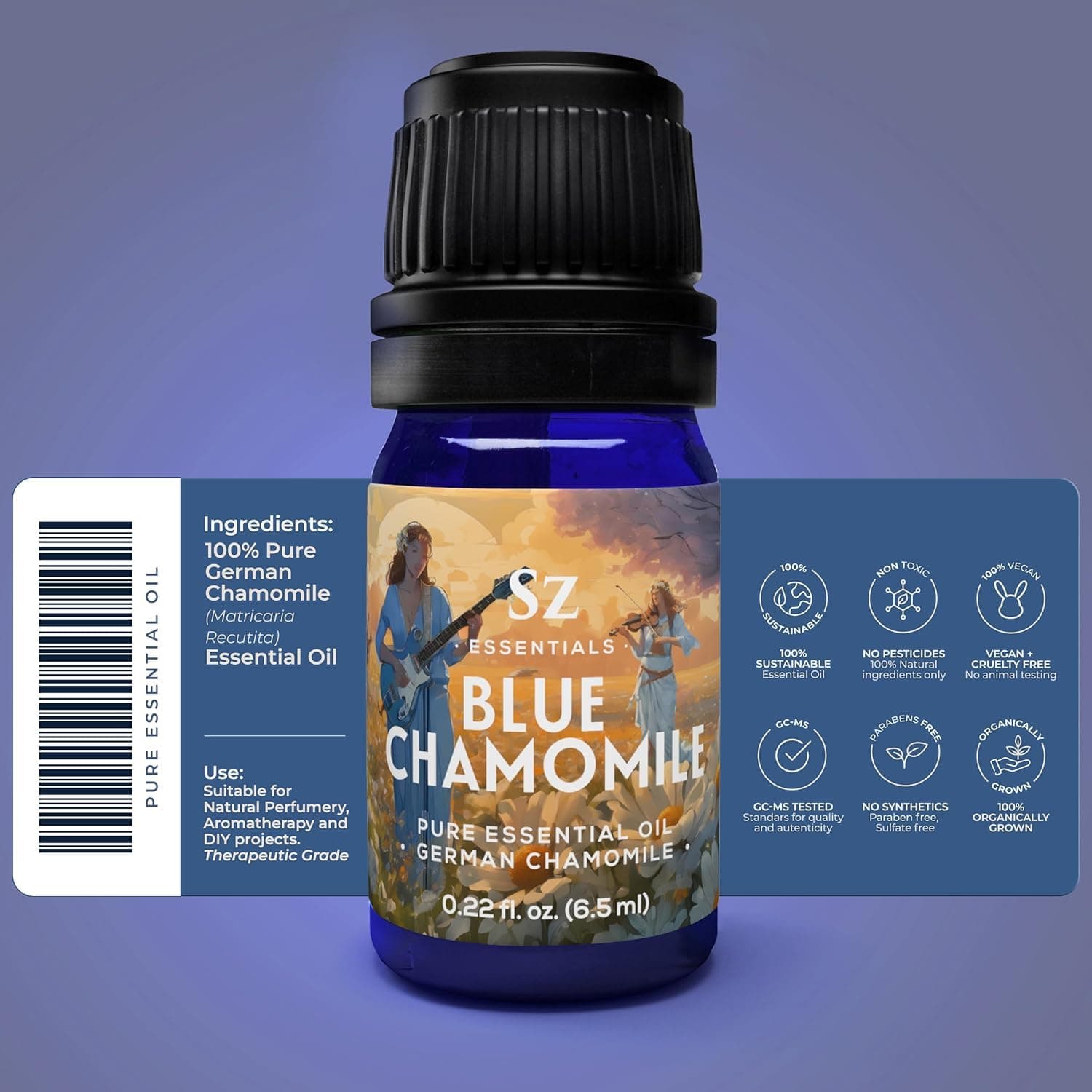 Sz Essentials Blue Chamomile Essential Oil 0.22 fl oz Deepest Blue German Bulgar - Thumbnail 2
