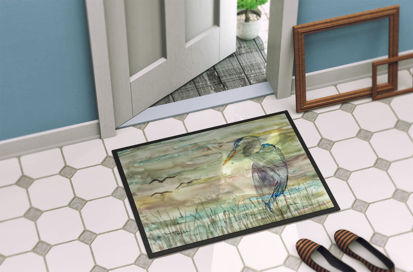 Caroline's Treasures SC2019JMAT Blue Heron Sunset Doormat 24x36 Front Door Mat I - Thumbnail 4