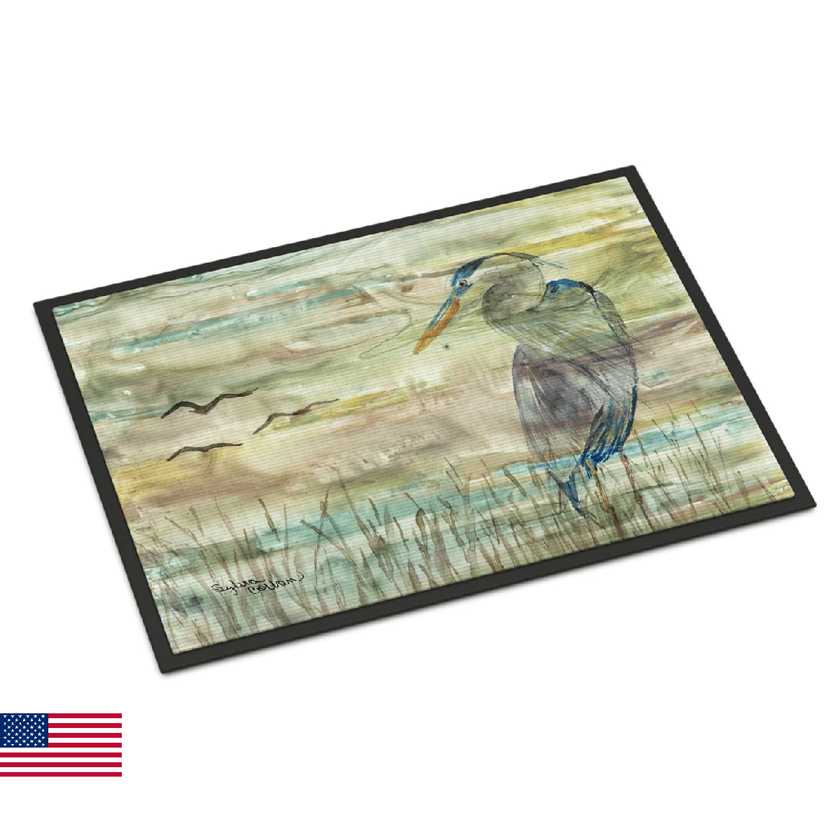 Caroline's Treasures SC2019JMAT Blue Heron Sunset Doormat 24x36 Front Door Mat I - Image 1