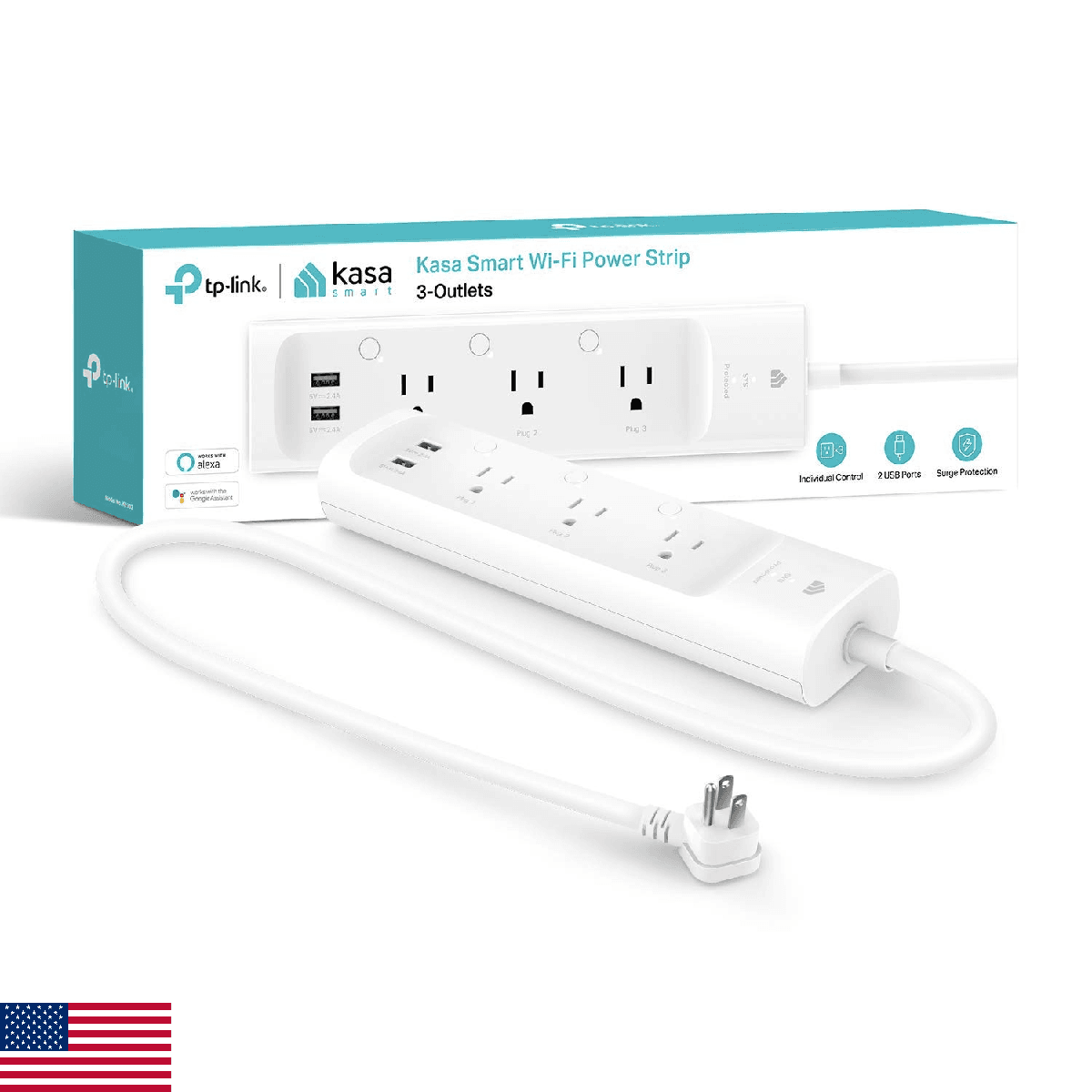 Kasa Smart Plug Power Strip KP303, Surge Protector with 3 Individually Controlle - Image 1