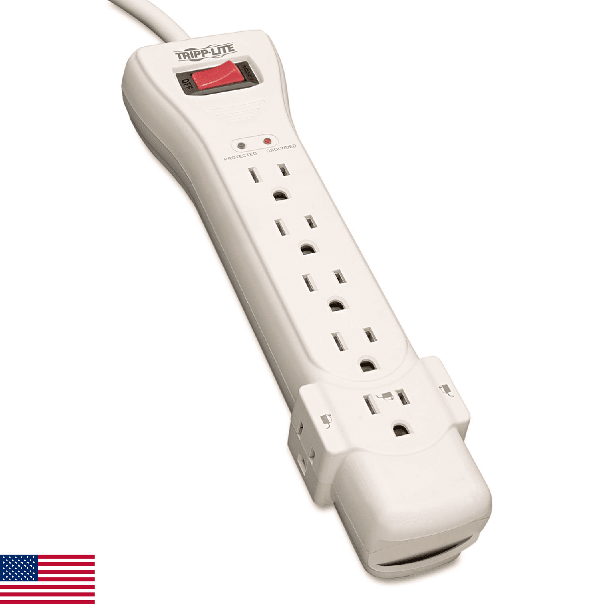 Eaton Tripp Lite SUPER7 Flat Plug Power Strip Surge Protector, 7 Outlets - Image 1