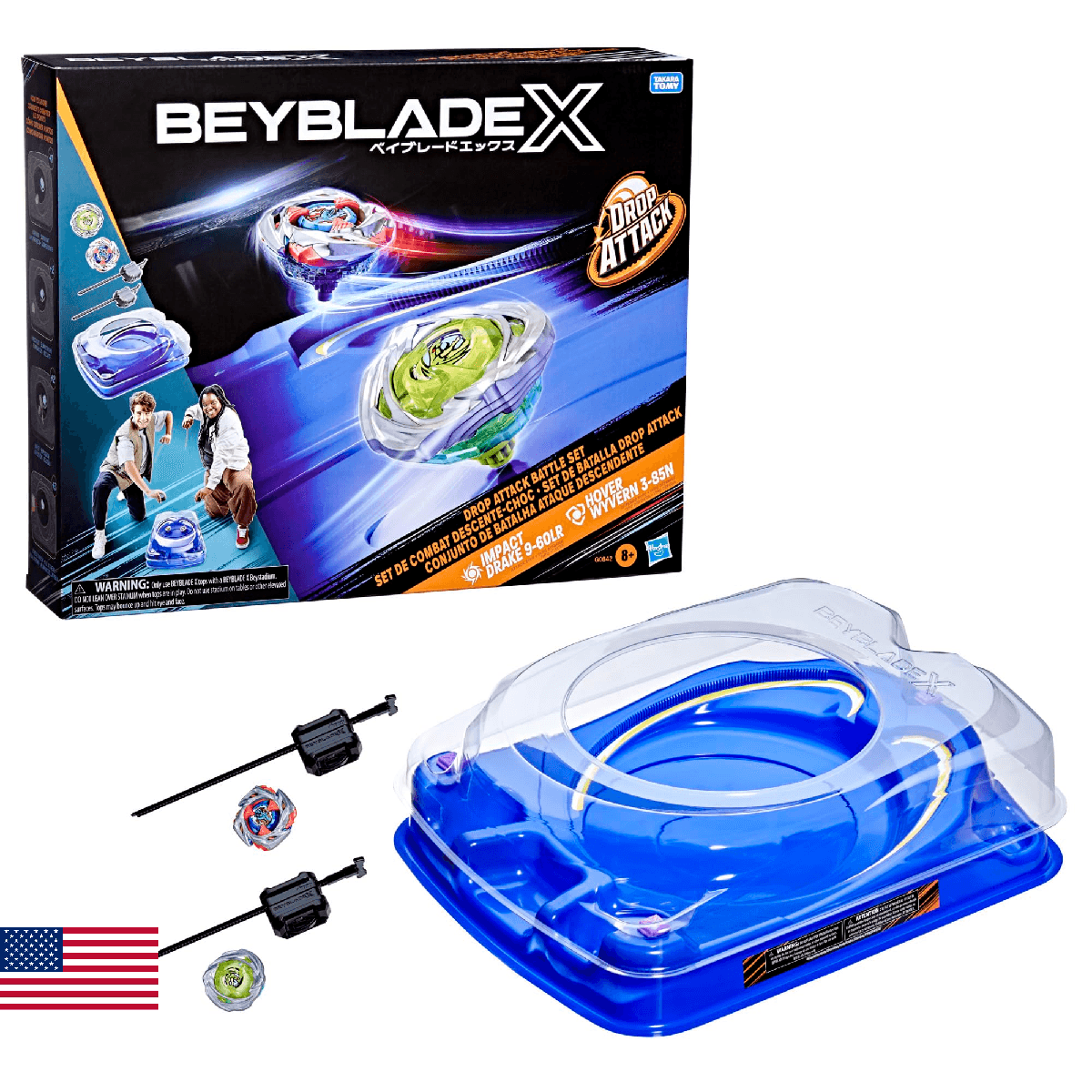 Beyblade X Drop Attack Battle Set with Beystadium Arena, 2 Takara Tomy Tops & La - Image 1