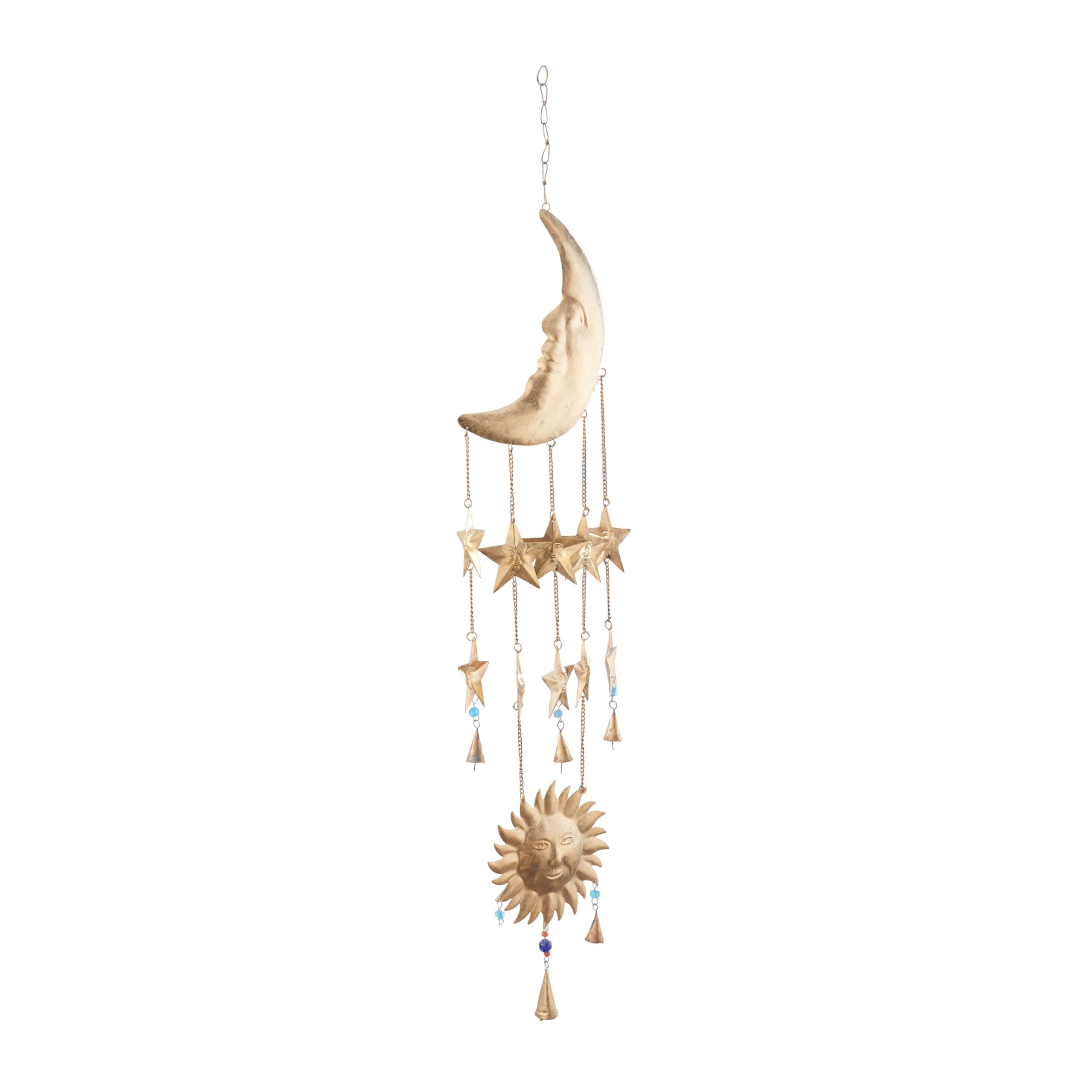 Deco 79 Metal Sun and Moon Windchime with Glass Beads and Cone Bells, 9" x 1" x - Thumbnail 3
