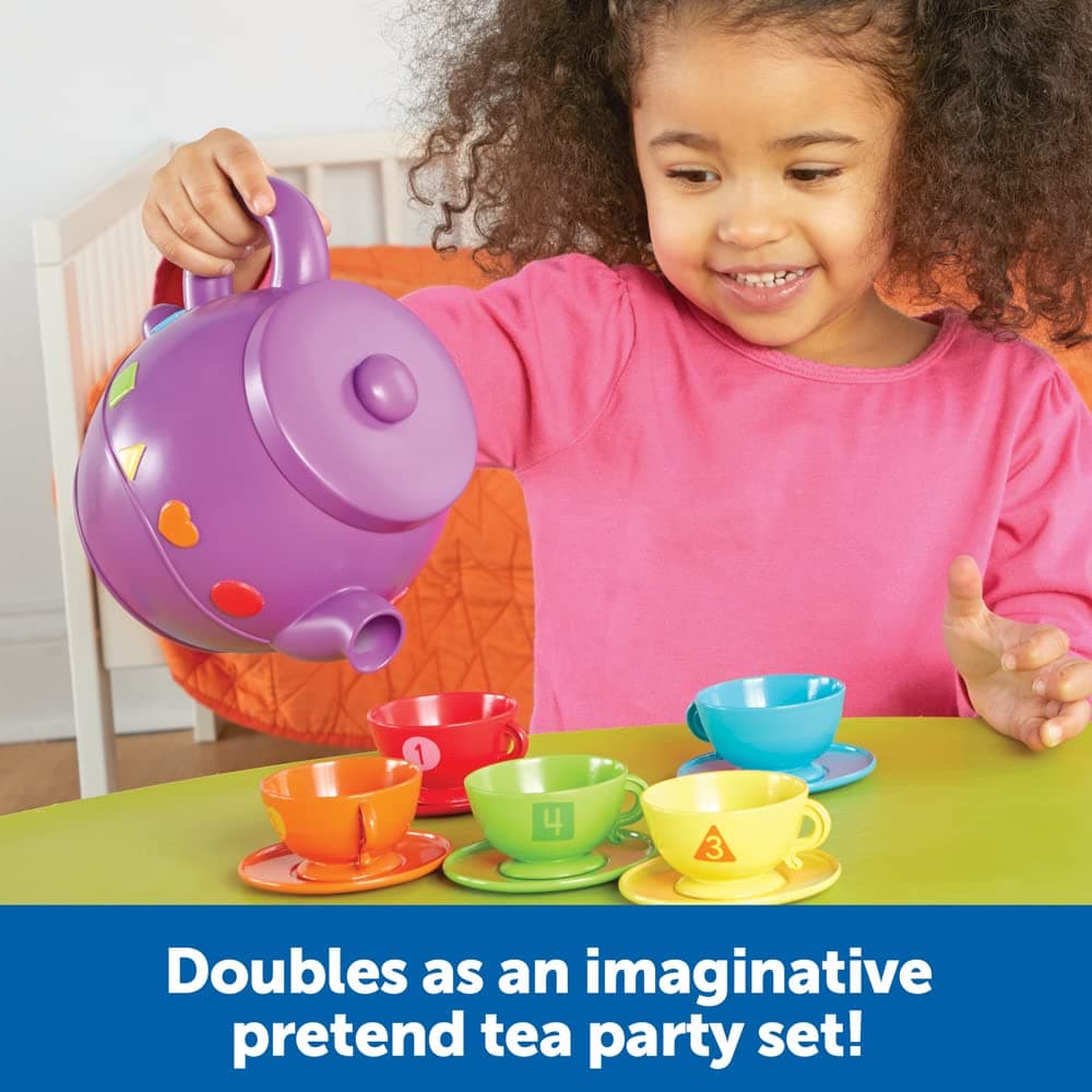 Learning Resources Serving Shapes Tea Set - 11 Pieces, Ages 2+, Pretend Play Foo - Thumbnail 4