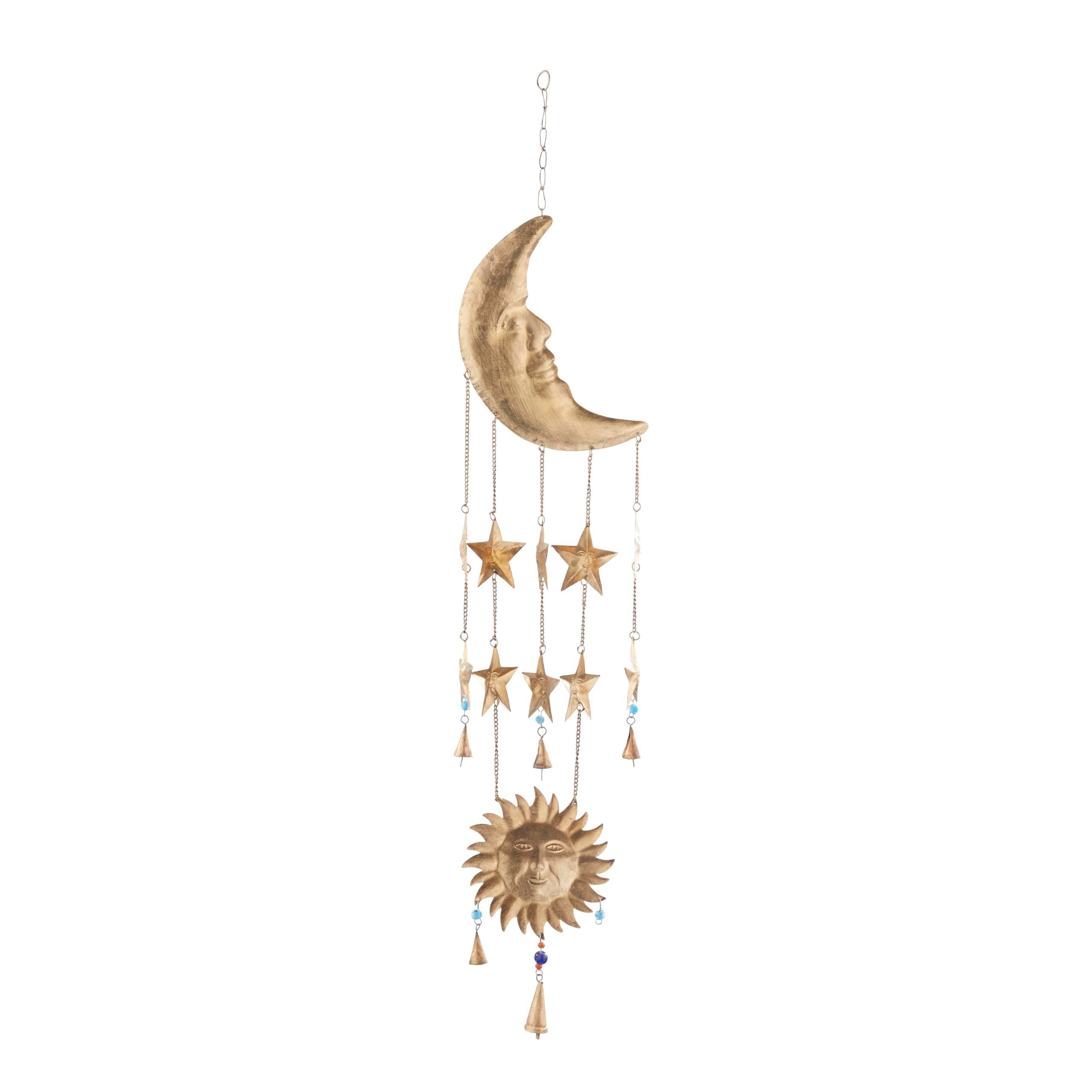 Deco 79 Metal Sun and Moon Windchime with Glass Beads and Cone Bells, 9" x 1" x - Thumbnail 2