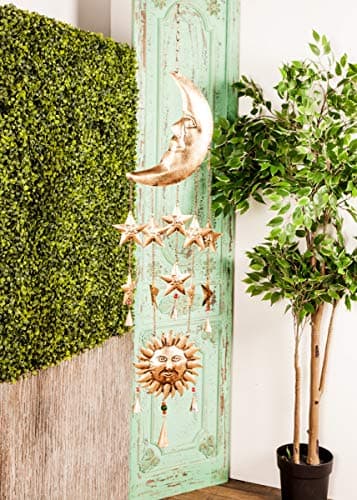 Deco 79 Metal Sun and Moon Windchime with Glass Beads and Cone Bells, 9" x 1" x - Thumbnail 7