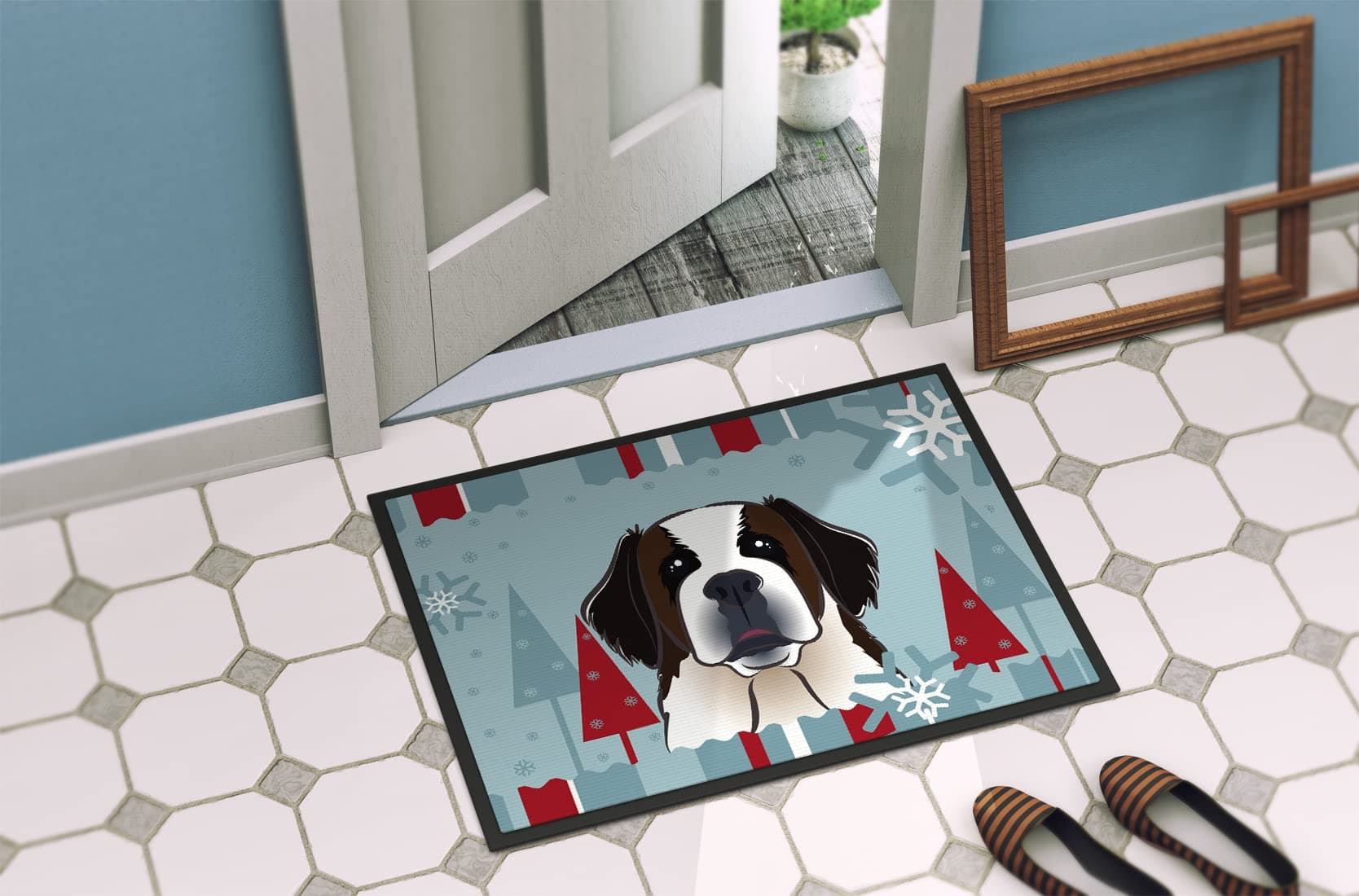 Caroline's Treasures BB1742JMAT Winter Holiday Saint Bernard Doormat 24x36 Front - Thumbnail 4