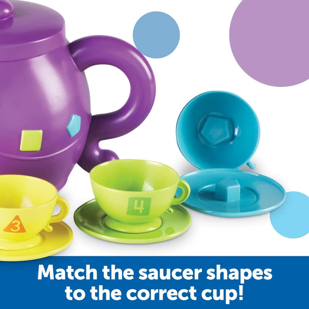 Learning Resources Serving Shapes Tea Set - 11 Pieces, Ages 2+, Pretend Play Foo - Thumbnail 3