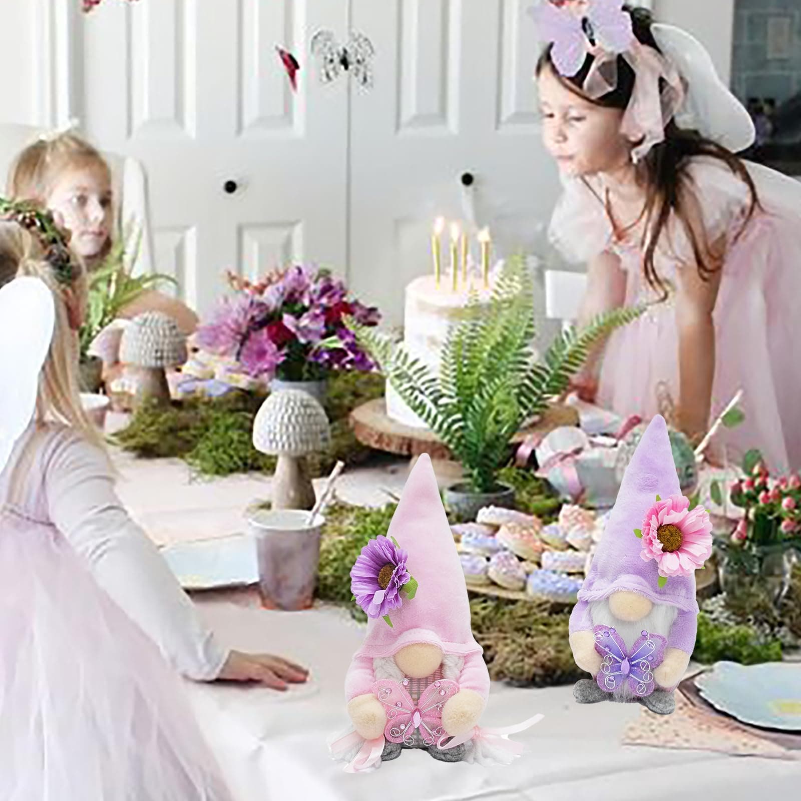 Attiigny Set of 2 Summer Butterfly Gnomes Plush Spring Decoration Flower Farmhou - Thumbnail 5