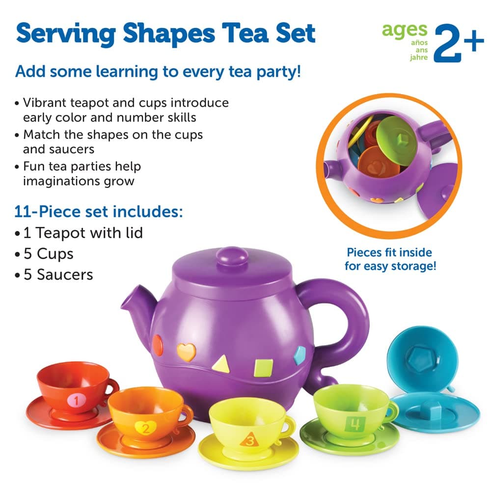 Learning Resources Serving Shapes Tea Set - 11 Pieces, Ages 2+, Pretend Play Foo - Thumbnail 6