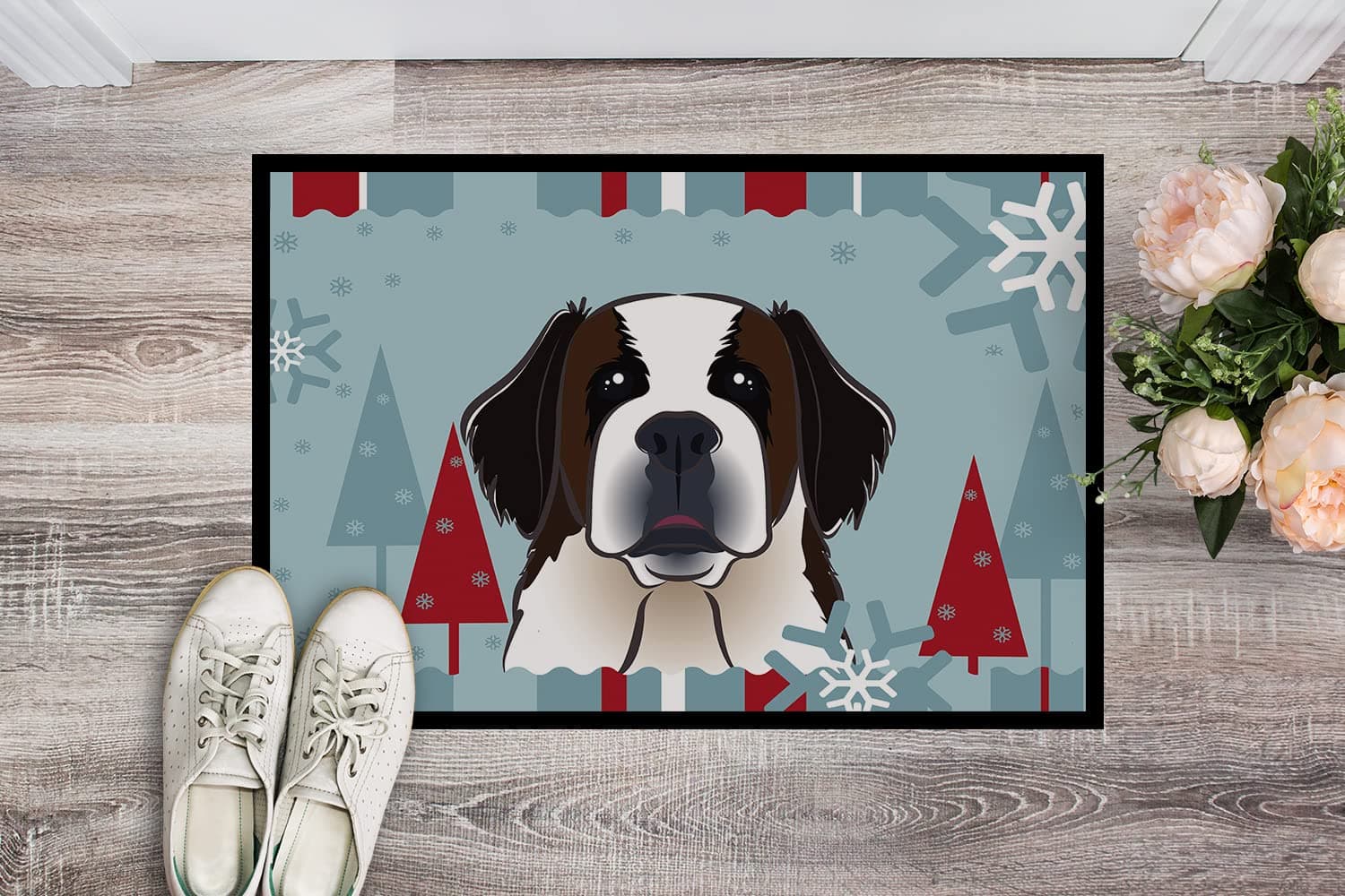 Caroline's Treasures BB1742JMAT Winter Holiday Saint Bernard Doormat 24x36 Front - Thumbnail 2