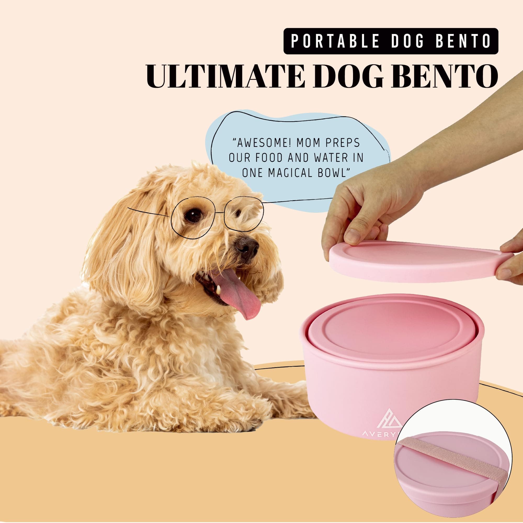AVERYDAY 50 Oz Travel Dog Bowls with Lids, 2-in-1 Portable Pet Bowls for Food an - Thumbnail 2