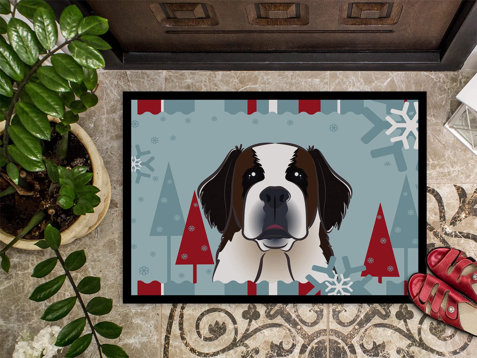 Caroline's Treasures BB1742JMAT Winter Holiday Saint Bernard Doormat 24x36 Front - Thumbnail 3