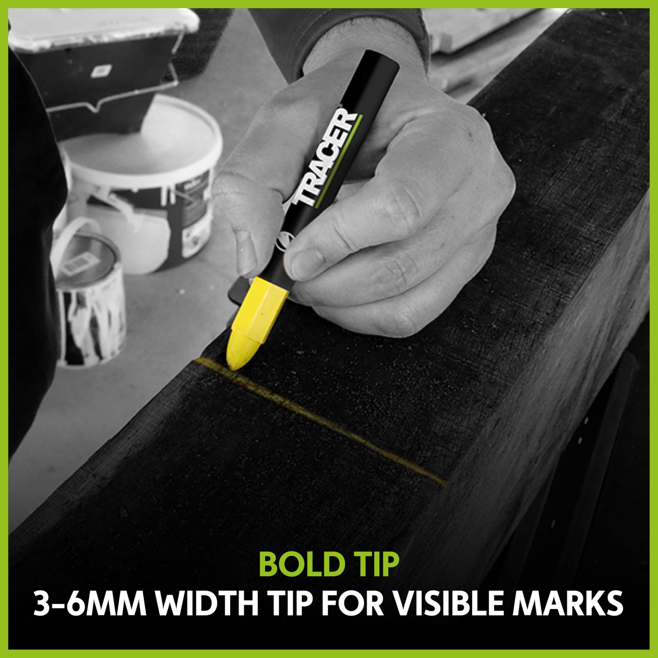 Tracer Construction Lumber Crayon Markers, Pack of 12 - Mixed Colours. 6 x Yello - Thumbnail 4