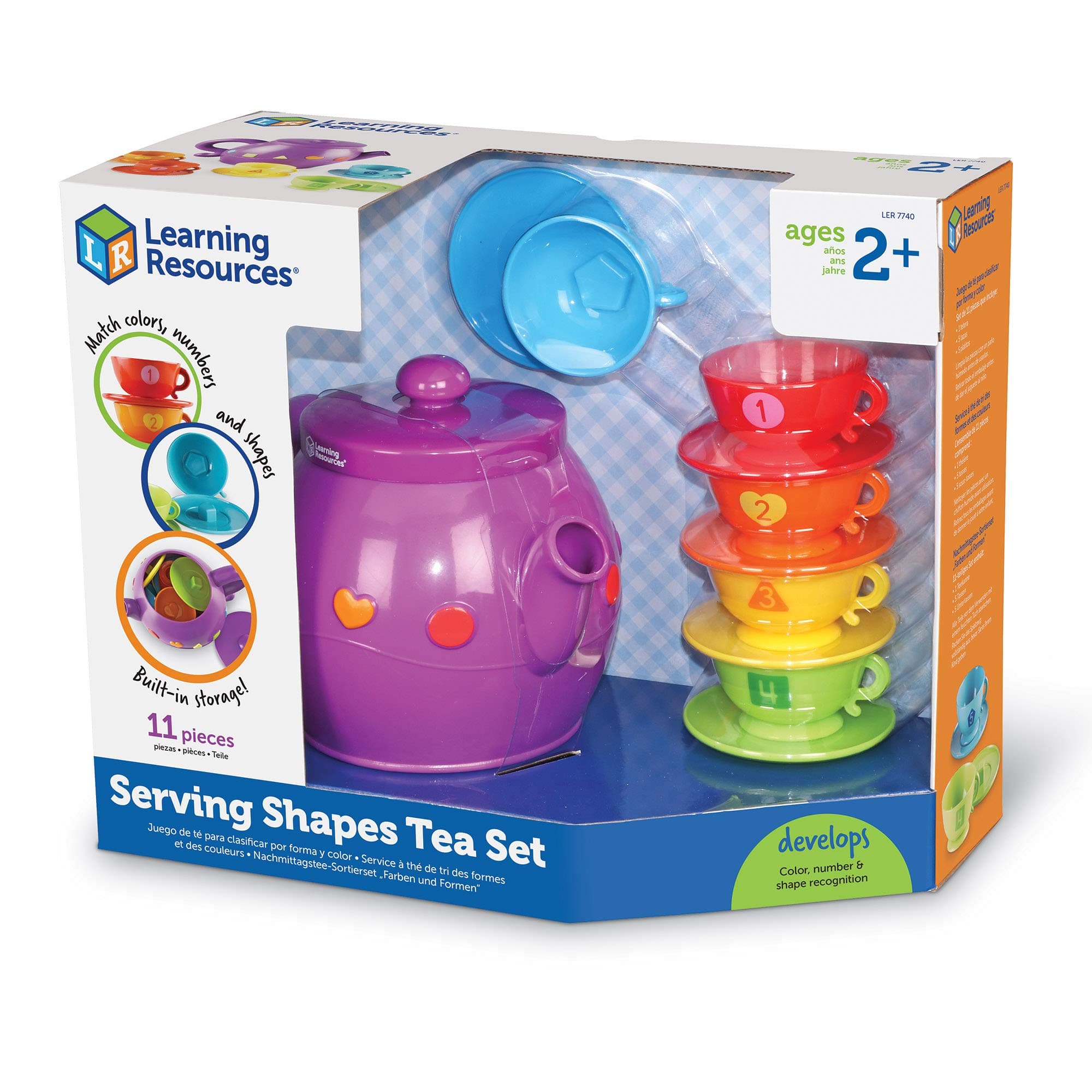 Learning Resources Serving Shapes Tea Set - 11 Pieces, Ages 2+, Pretend Play Foo - Thumbnail 7