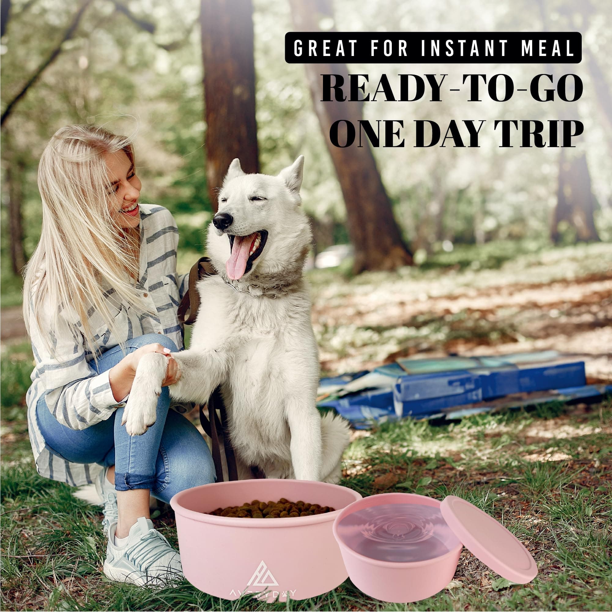 AVERYDAY 50 Oz Travel Dog Bowls with Lids, 2-in-1 Portable Pet Bowls for Food an - Thumbnail 9
