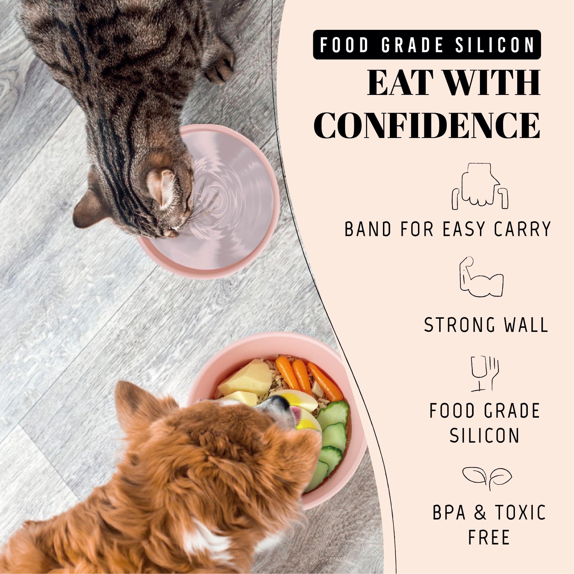 AVERYDAY 50 Oz Travel Dog Bowls with Lids, 2-in-1 Portable Pet Bowls for Food an - Thumbnail 4