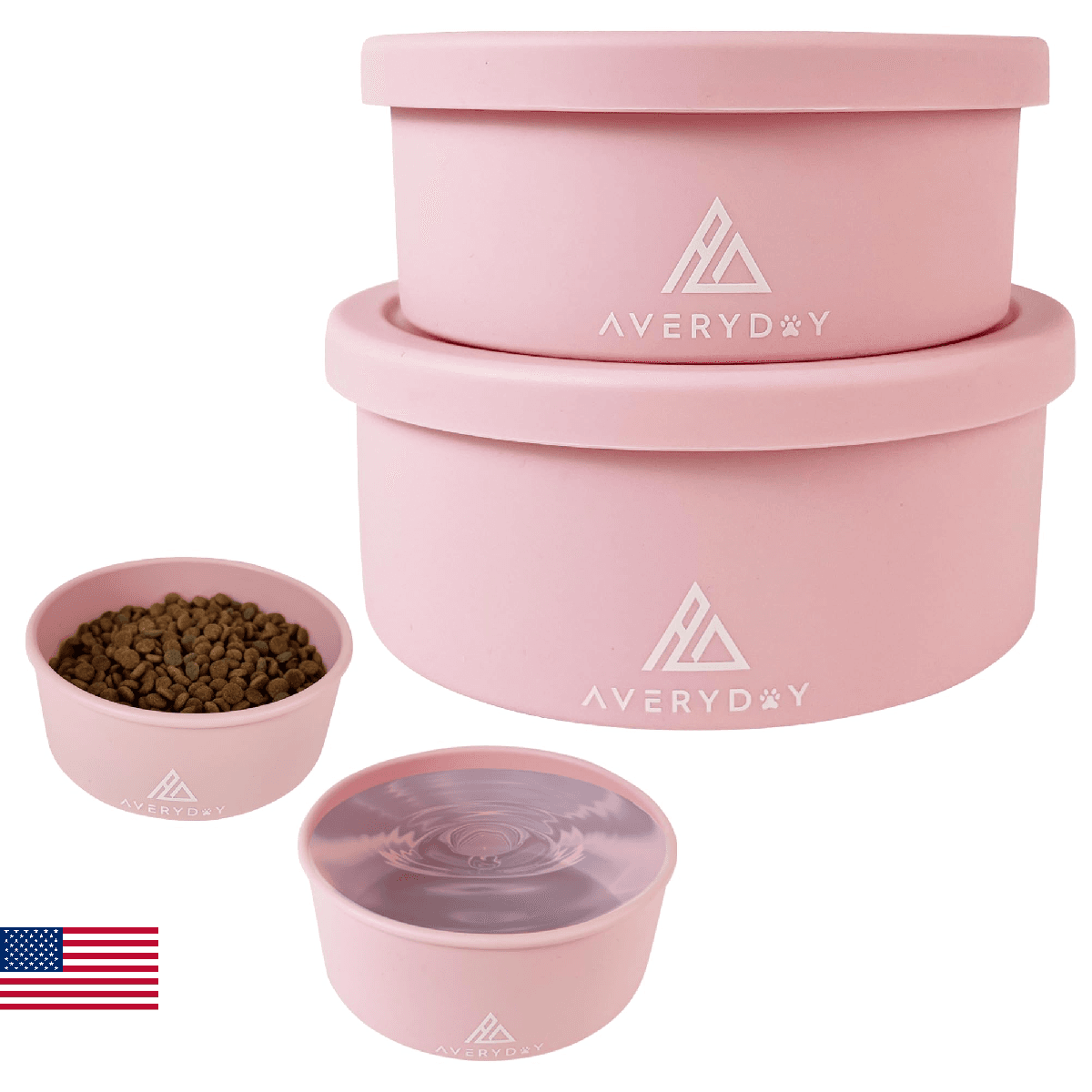AVERYDAY 50 Oz Travel Dog Bowls with Lids, 2-in-1 Portable Pet Bowls for Food an - Image 1