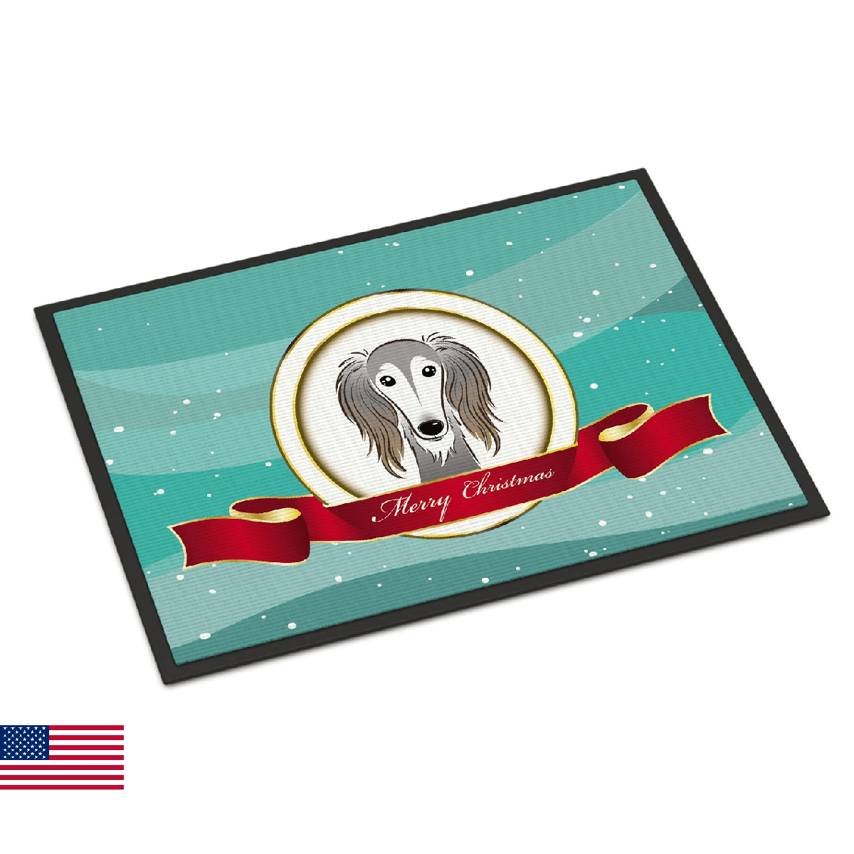 Caroline's Treasures BB1539MAT Saluki Merry Christmas Doormat 18x27 Front Door M - Image 1