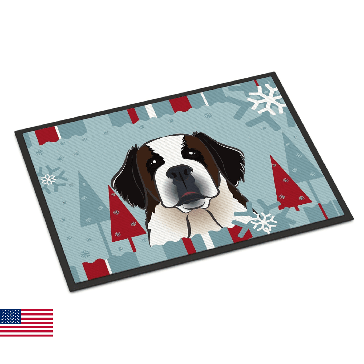 Caroline's Treasures BB1742JMAT Winter Holiday Saint Bernard Doormat 24x36 Front - Image 1