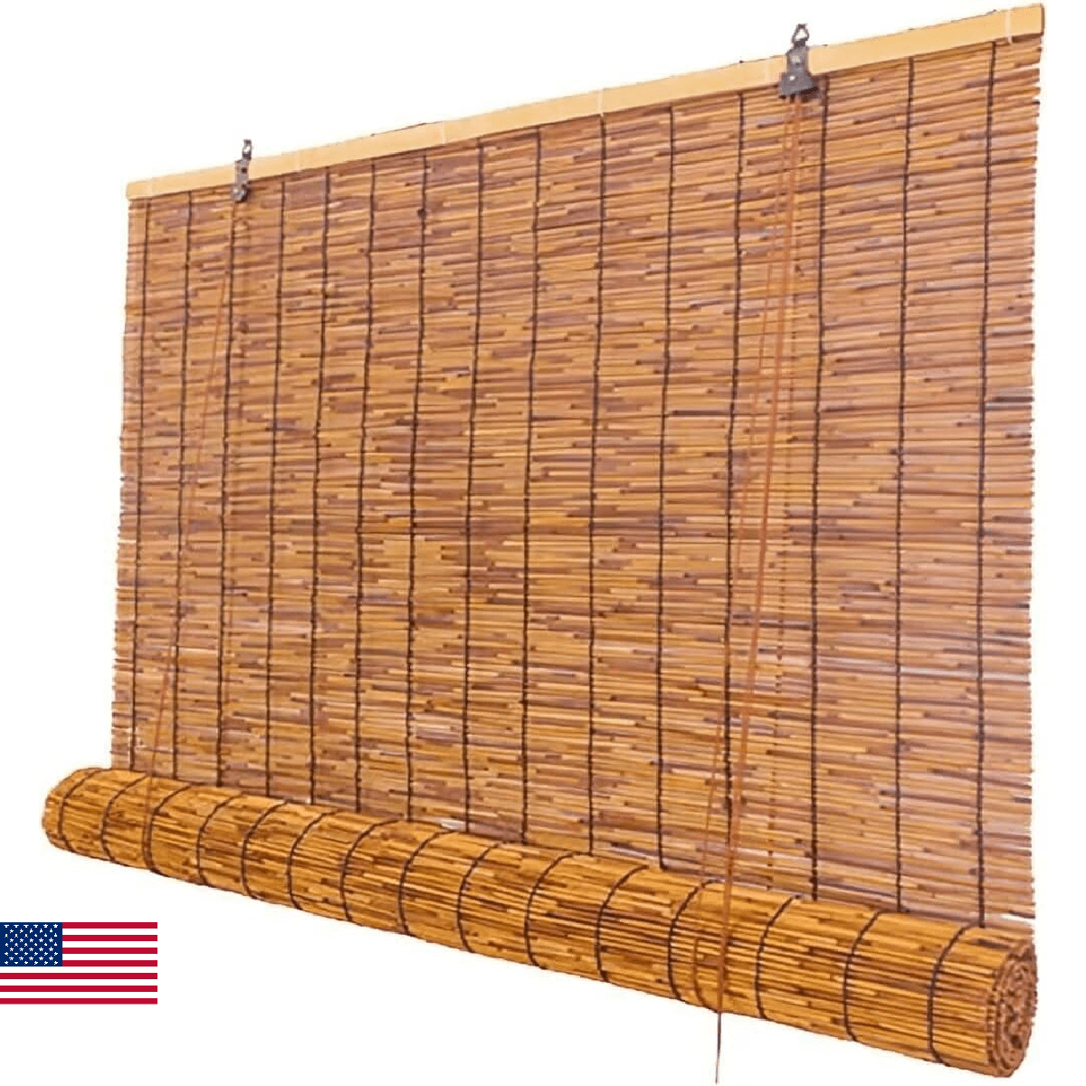 Roman Shades for Windows Bamboo Roller Shades for Patio Porch – Light Filtering - Image 1