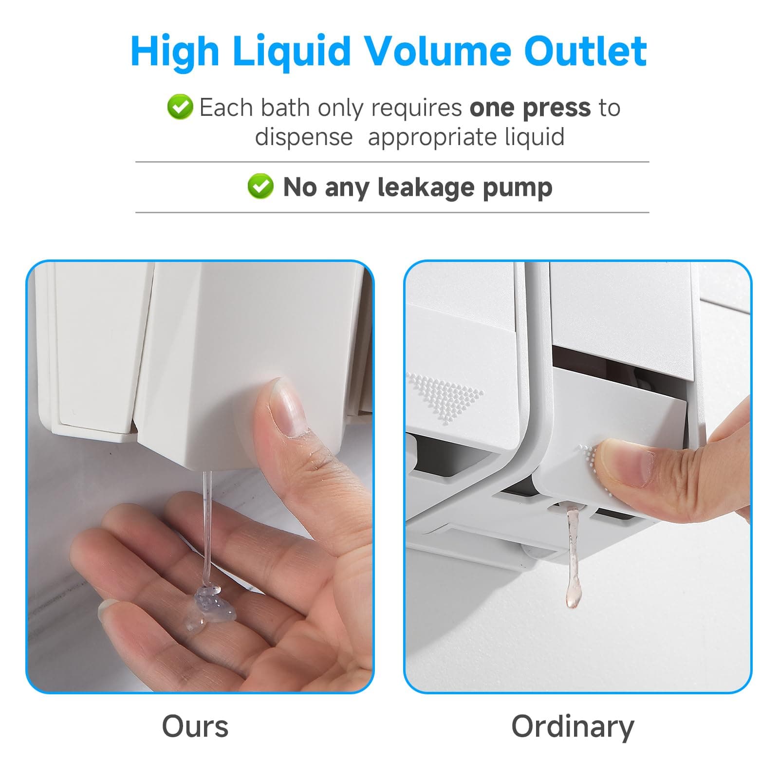 GlintGath Shower Dispenser 2 Chamber Wall Mount Shampoo Conditioner Large Capaci - Thumbnail 4