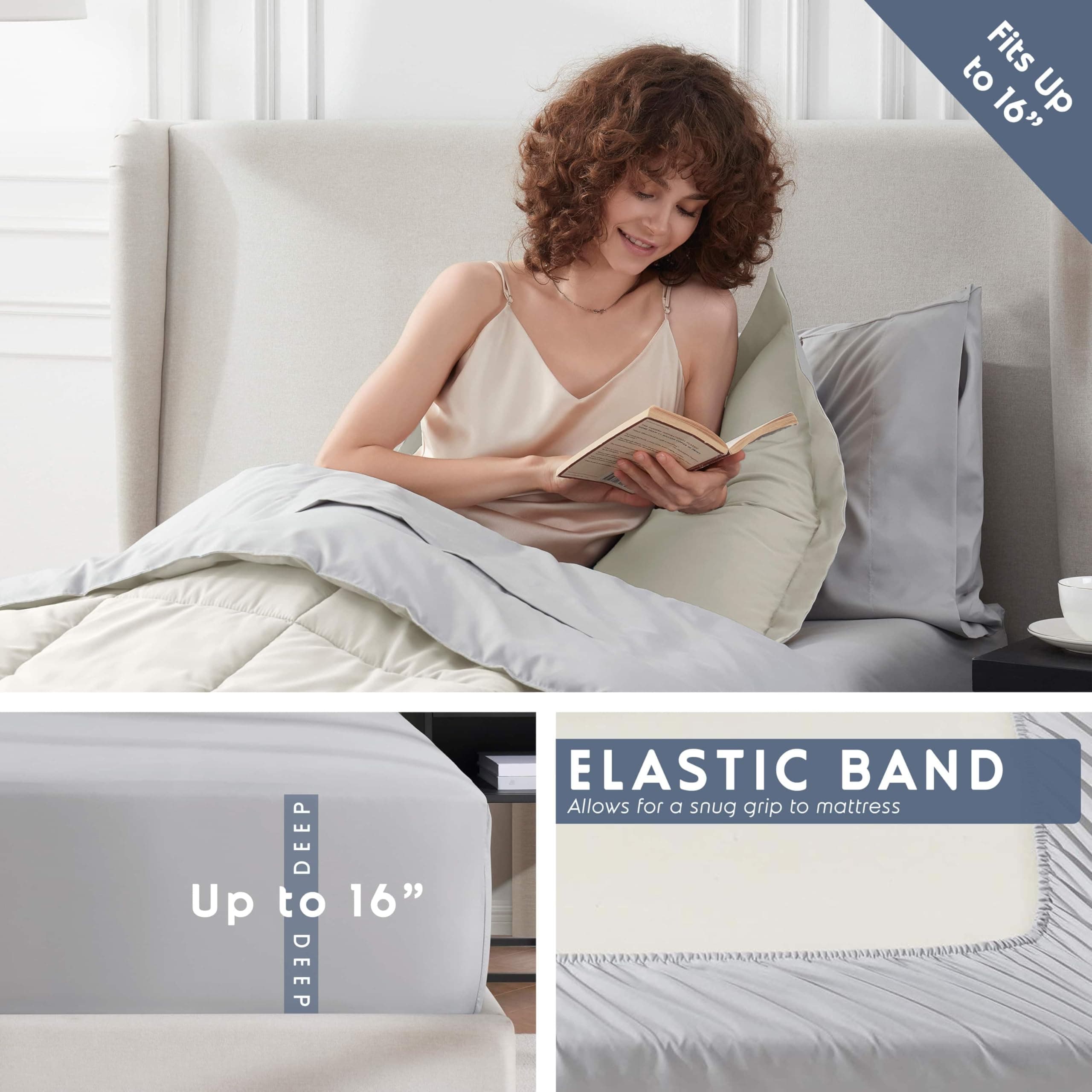 Nestl 5 Piece Twin Comforter Set – Off White Reversible Bed in a Bag – Complete - Thumbnail 5