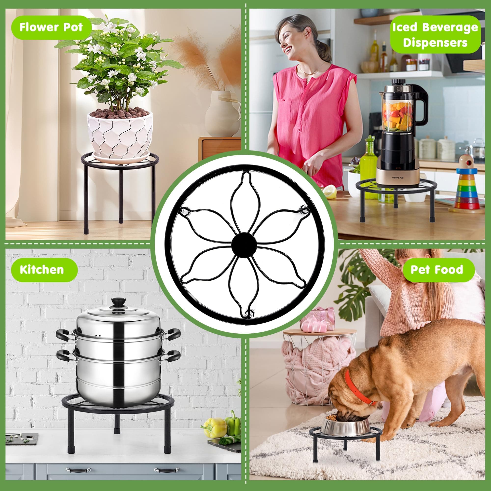 VECELO Metal Plant Stands Set of 5, Multiple Heavy Duty Flower Pot Stand, Round - Thumbnail 5