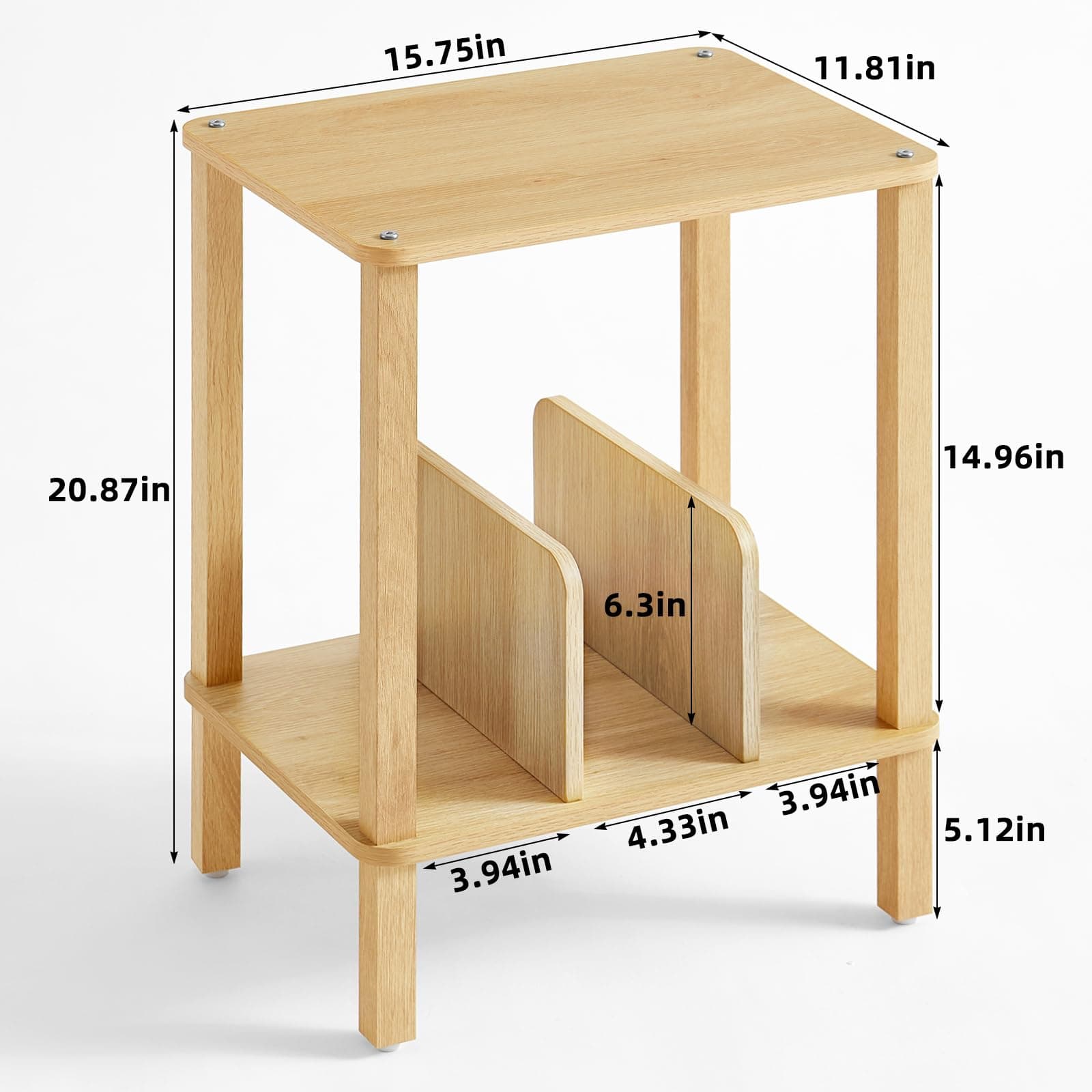 LELELINKY 2-Tier Bamboo Record Player Stand with Vinyl Record Storage up to 100 - Thumbnail 3