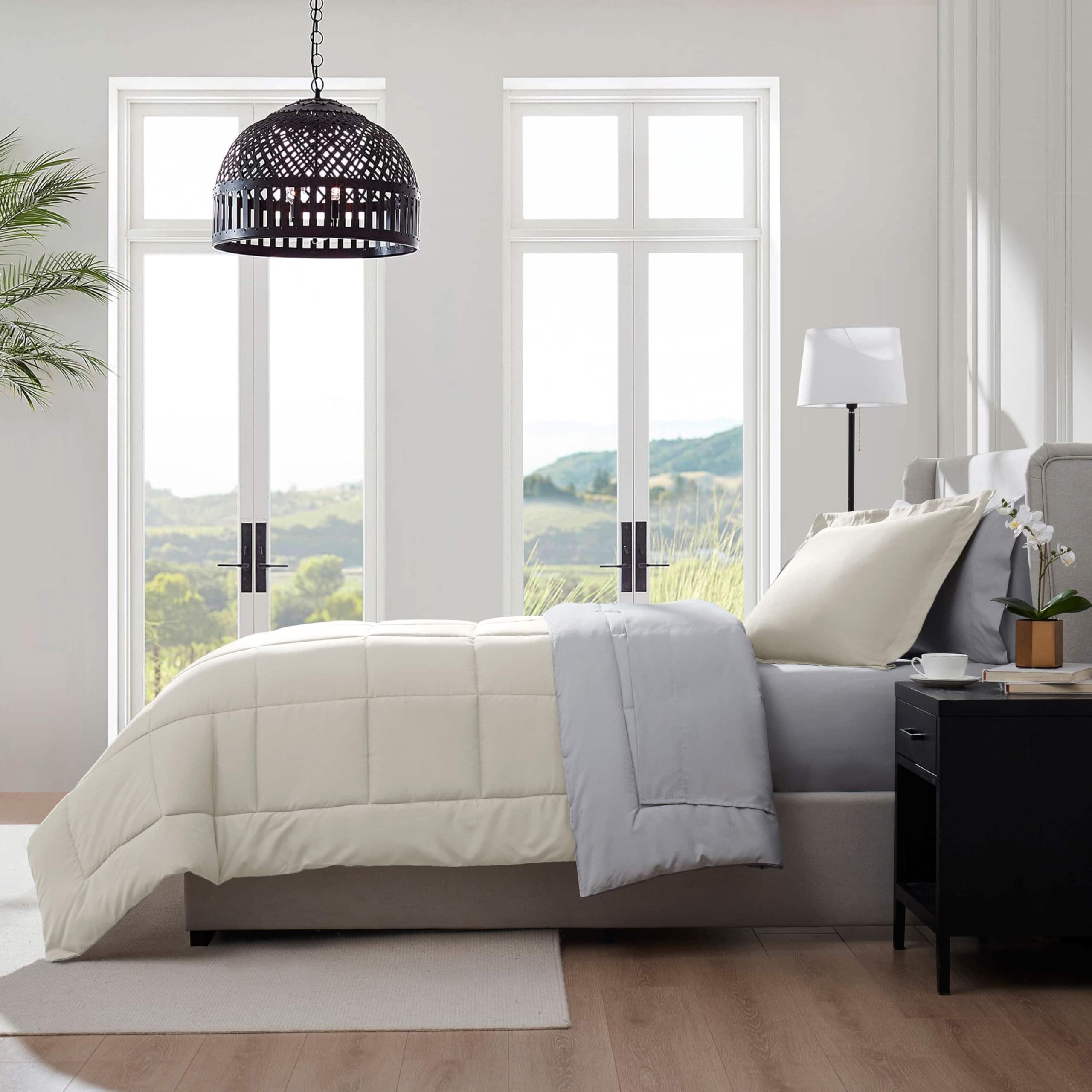 Nestl 5 Piece Twin Comforter Set – Off White Reversible Bed in a Bag – Complete - Thumbnail 9